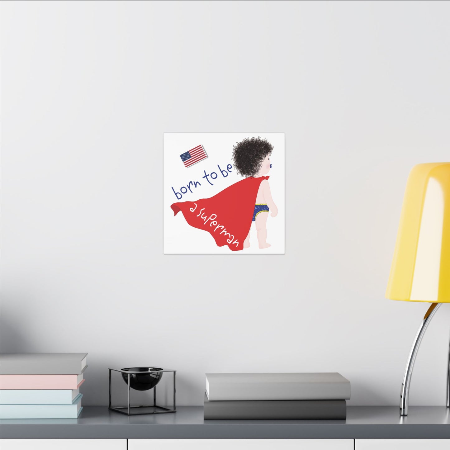 Funny Superhero Nursery Canvas – Born to Be a Superman Wall Art | Baby Room Decor & Gift for New Parents