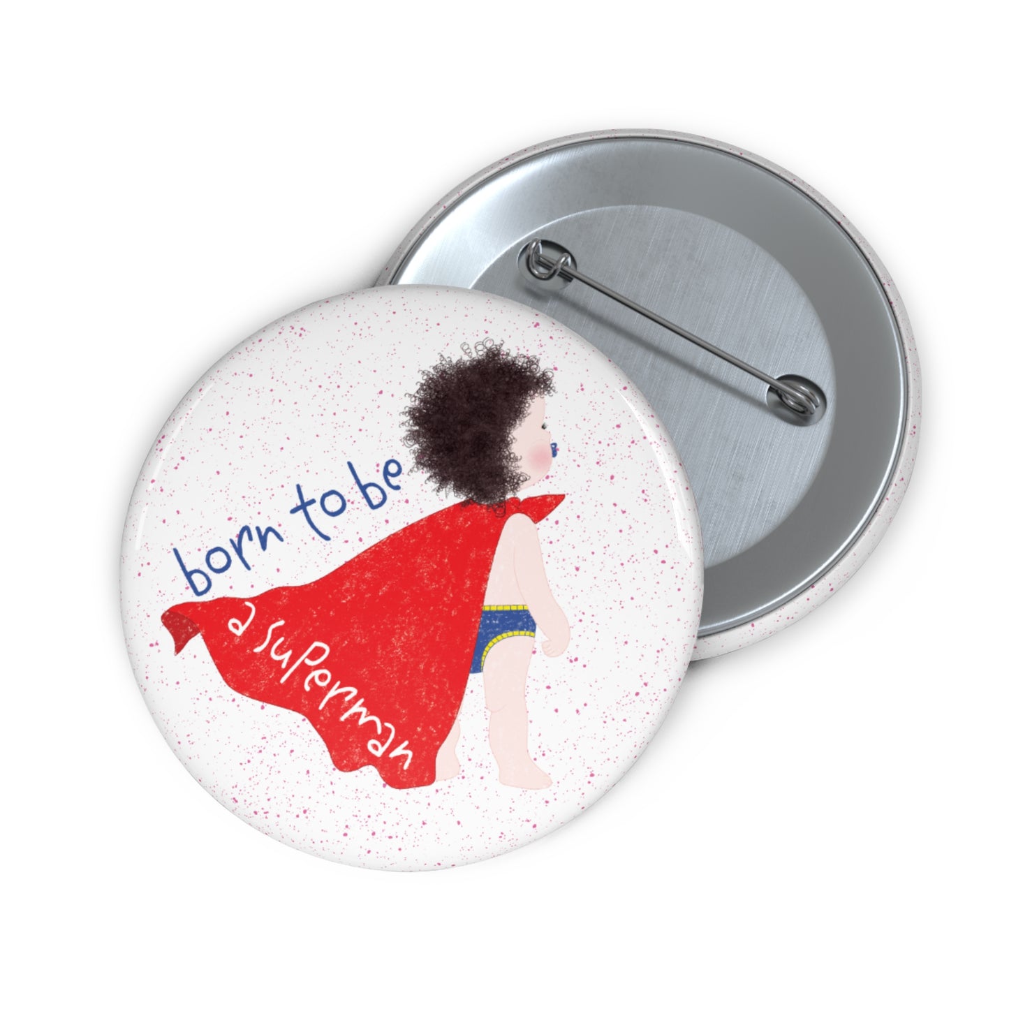 Funny Baby Superhero Pin Button – Born to Be a Superman | Baby Shower Gift & Playful Accessory for Parents
