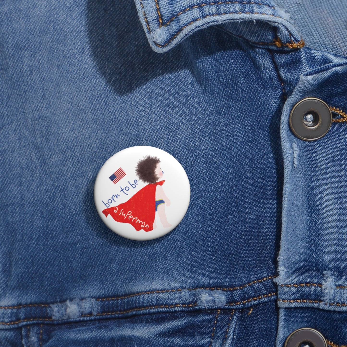 Funny Baby Superhero Pin Button – Born to Be a Superman | Baby Shower Gift & Playful Accessory for Parents