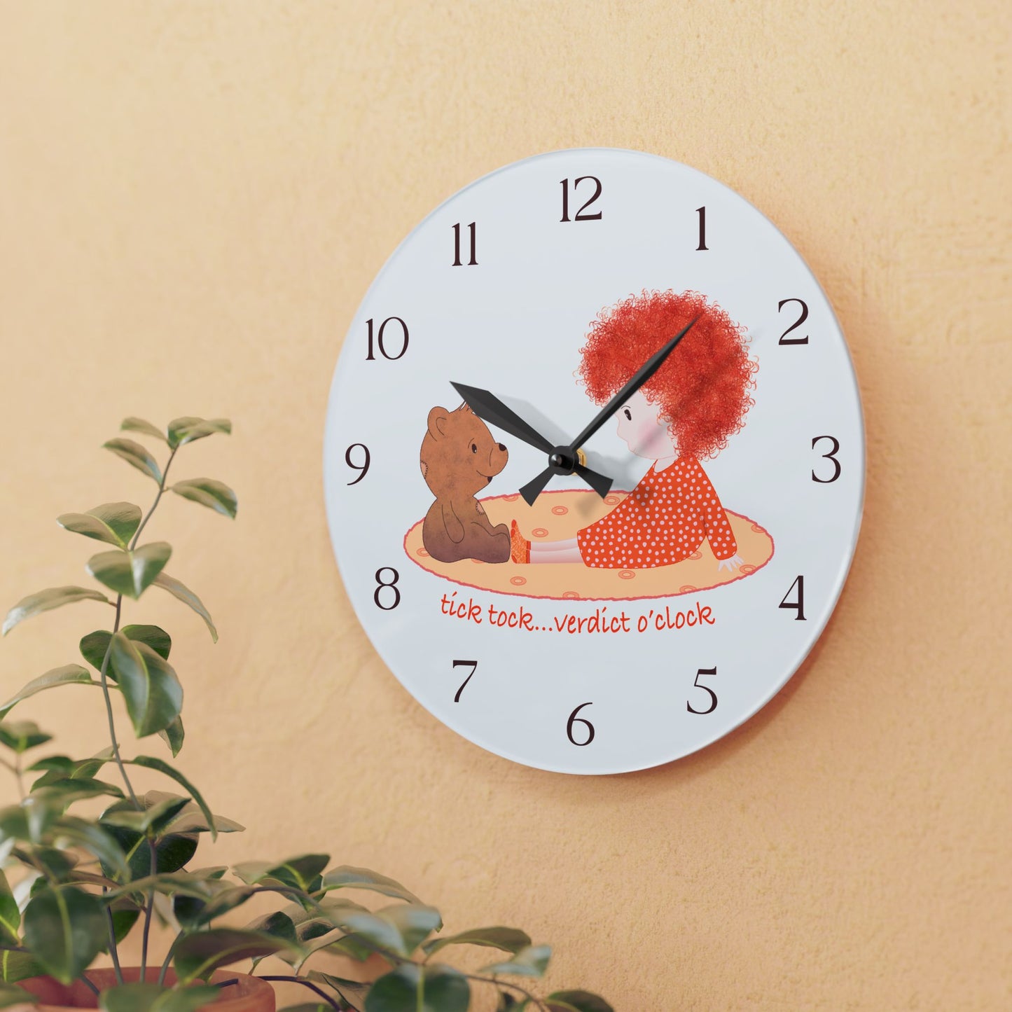 Funny Baby Acrylic Wall Clock – Mine Are Bigger (Redhead)