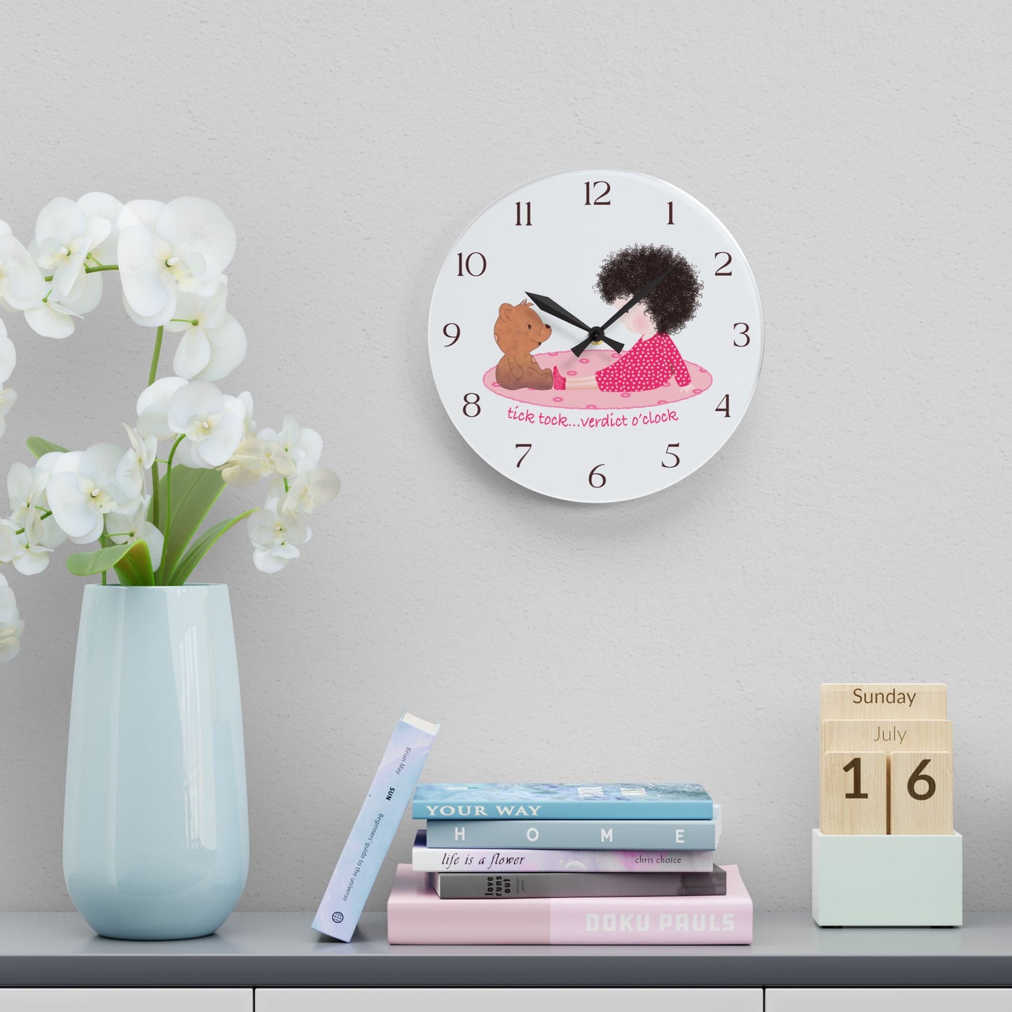 Funny Baby Acrylic Wall Clock – Mine Are Bigger (Dark-Haired)