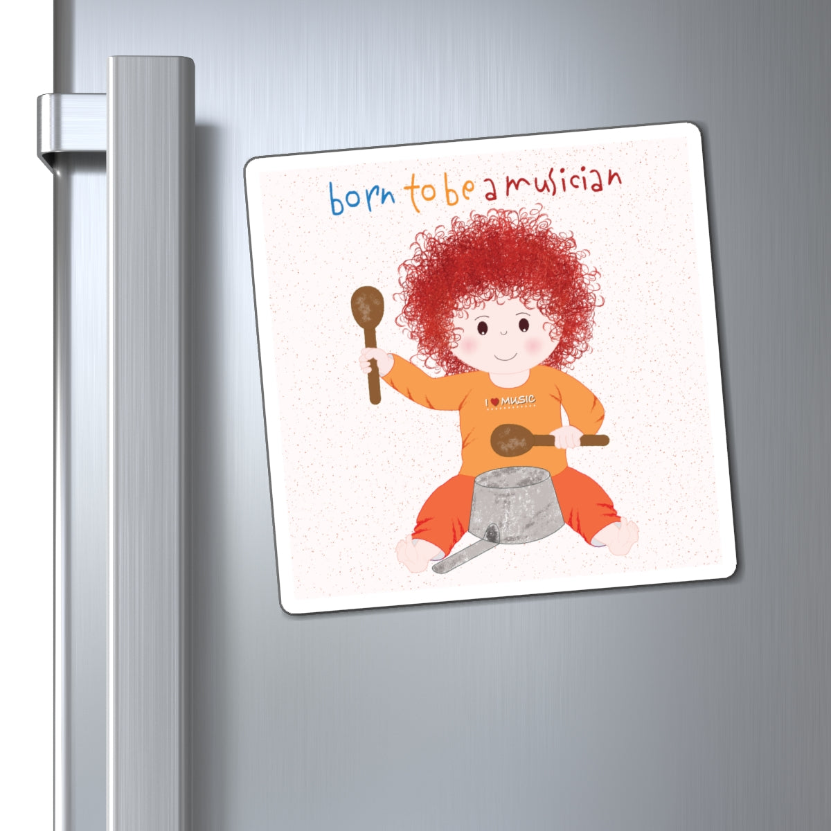 Funny Musician Baby Fridge Magnet (Redhead) | Kitchen Decor USA