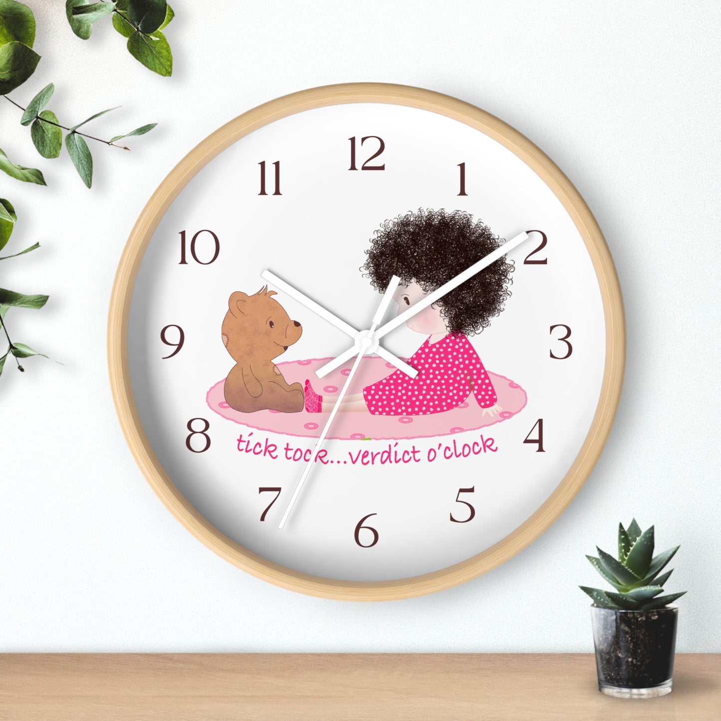 Funny Baby Wooden Wall Clock – Mine Are Bigger (Dark-Haired)