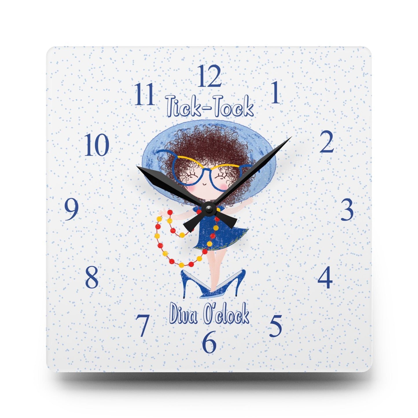 Cute Acrylic Wall Clock - Tick-Tock, Diva O'Clock! | Birthday Gift for Girls USA