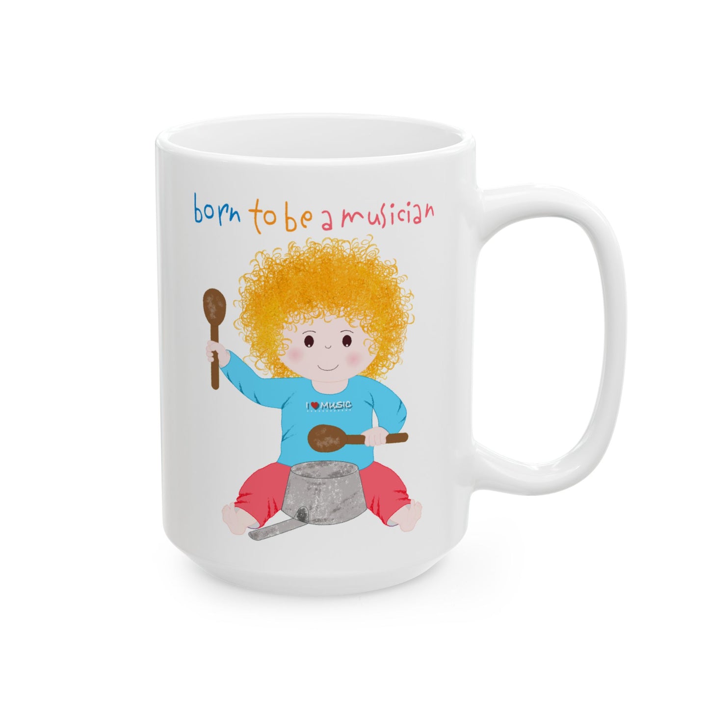 Funny Baby Coffee Mug – Musician Baby (Blonde), 11oz & 15oz