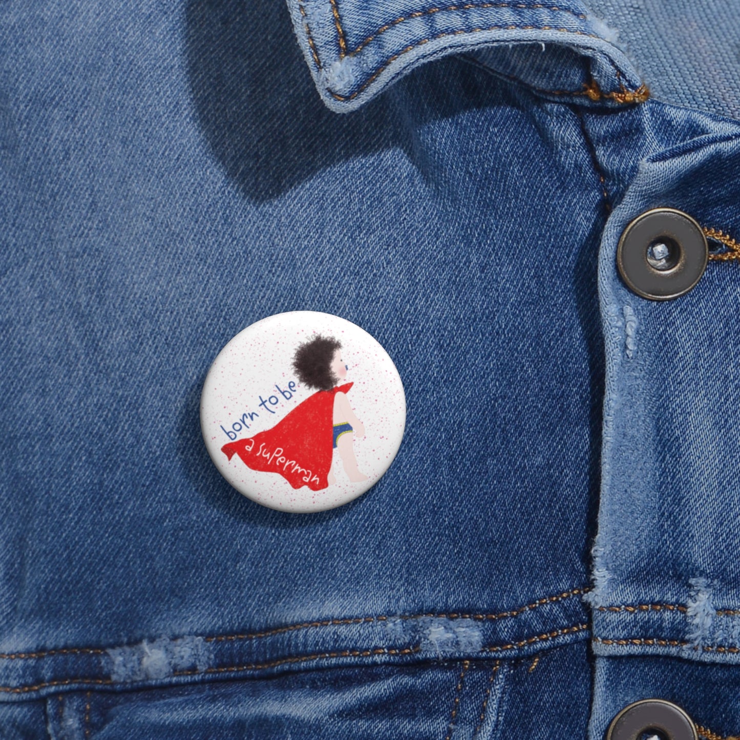 Funny Baby Superhero Pin Button – Born to Be a Superman | Baby Shower Gift & Playful Accessory for Parents