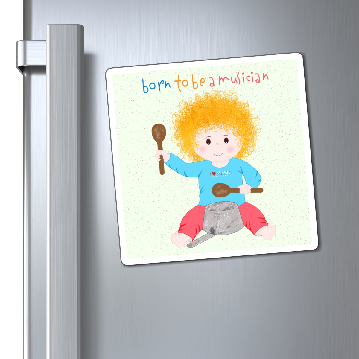 Funny Musician Baby Fridge Magnet (Blonde) | Kitchen Decor USA