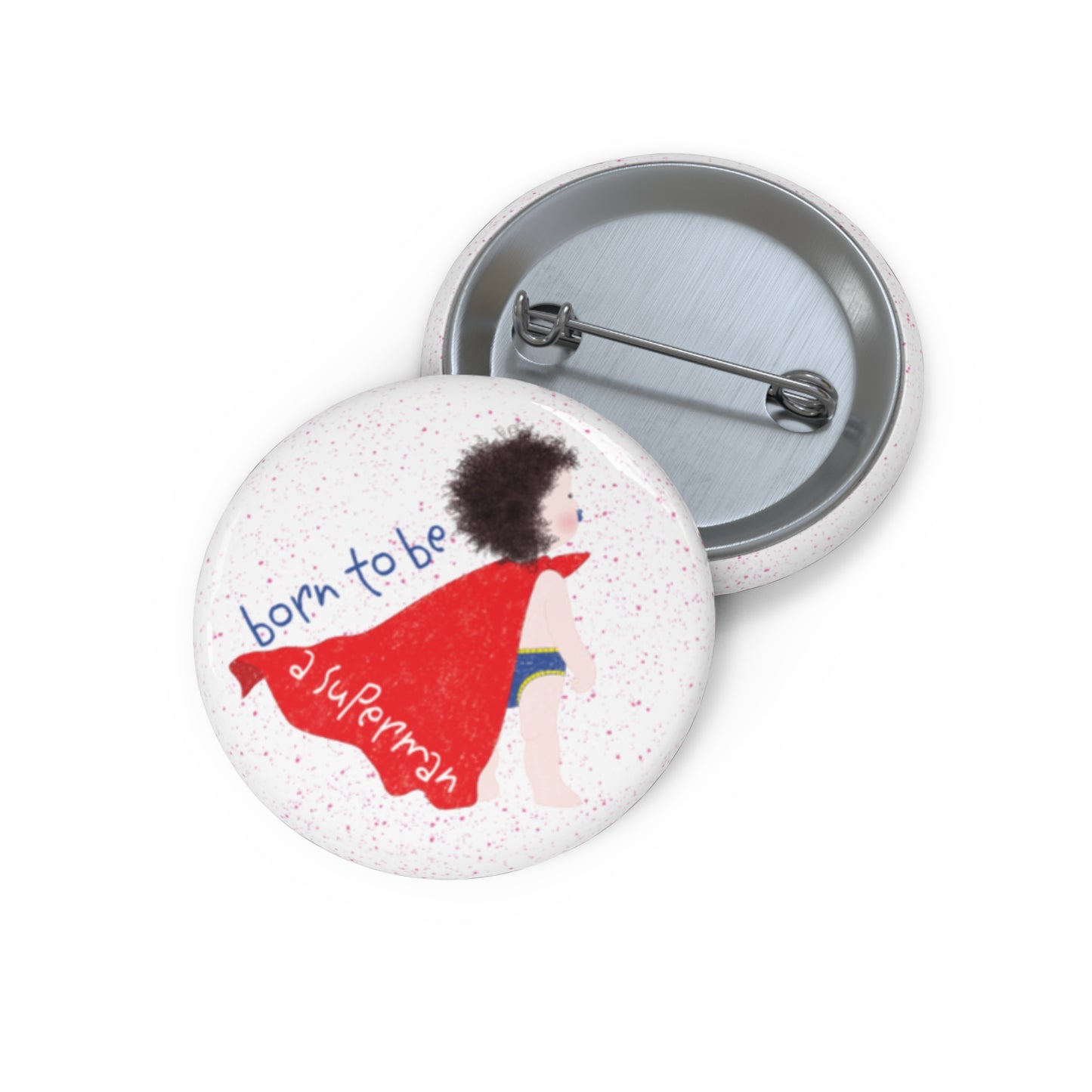 Funny Baby Superhero Pin Button – Born to Be a Superman | Baby Shower Gift & Playful Accessory for Parents