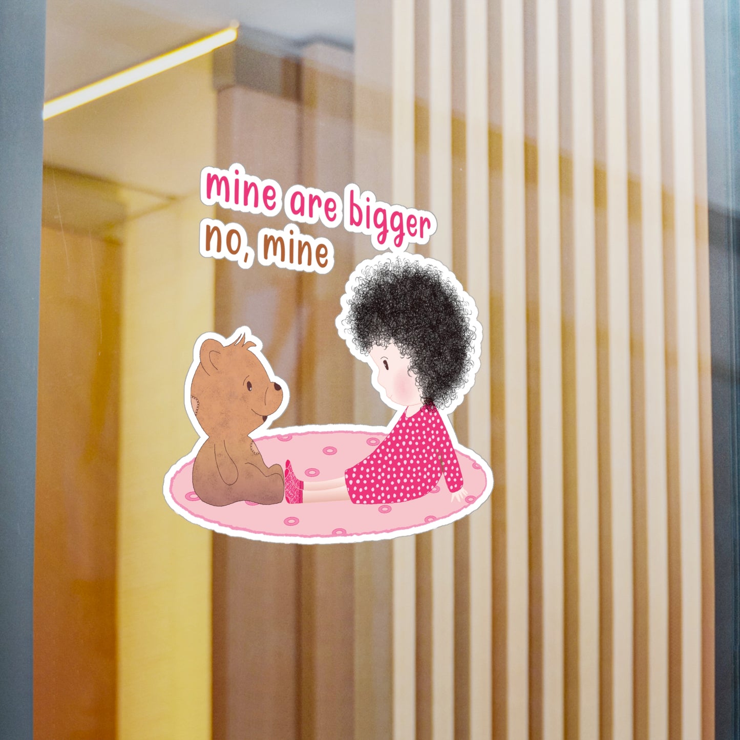 Funny Baby Vinyl Wall Decal – Mine Are Bigger (Dark-Haired) | Nursery Wall Decor USA