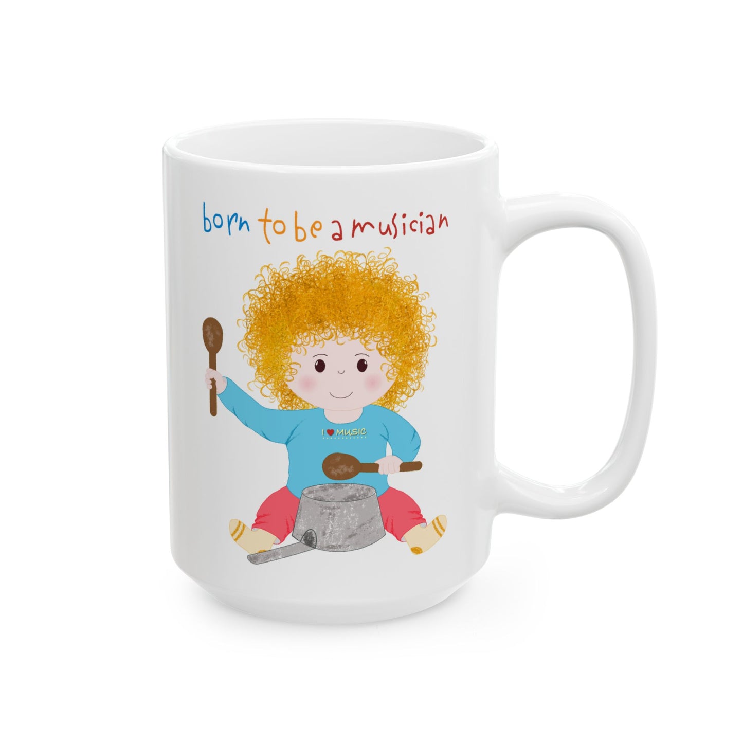 Funny Musician Baby Coffee Mug (Blonde) – 11oz & 15oz
