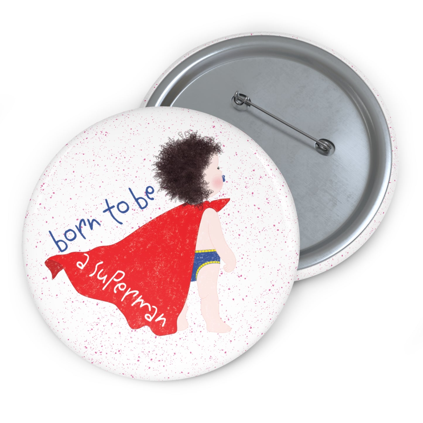 Funny Baby Superhero Pin Button – Born to Be a Superman | Baby Shower Gift & Playful Accessory for Parents