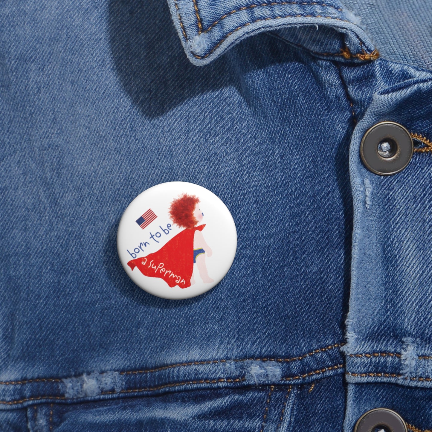 Funny Redhead Superman Pin Button – Baby Shower Gift, Cute Superhero Accessory by Kidlic
