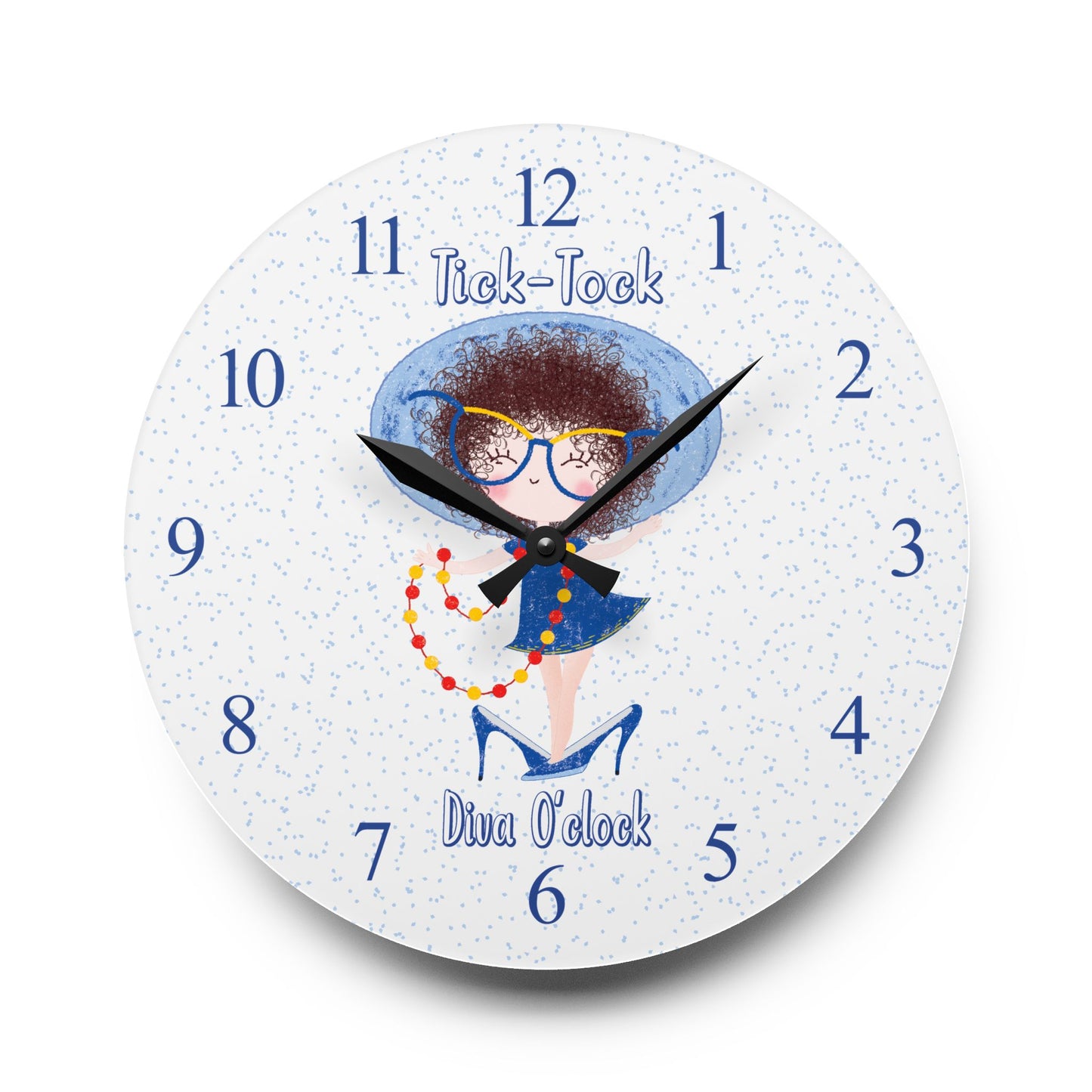 Cute Acrylic Wall Clock - Tick-Tock, Diva O'Clock! | Birthday Gift for Girls USA