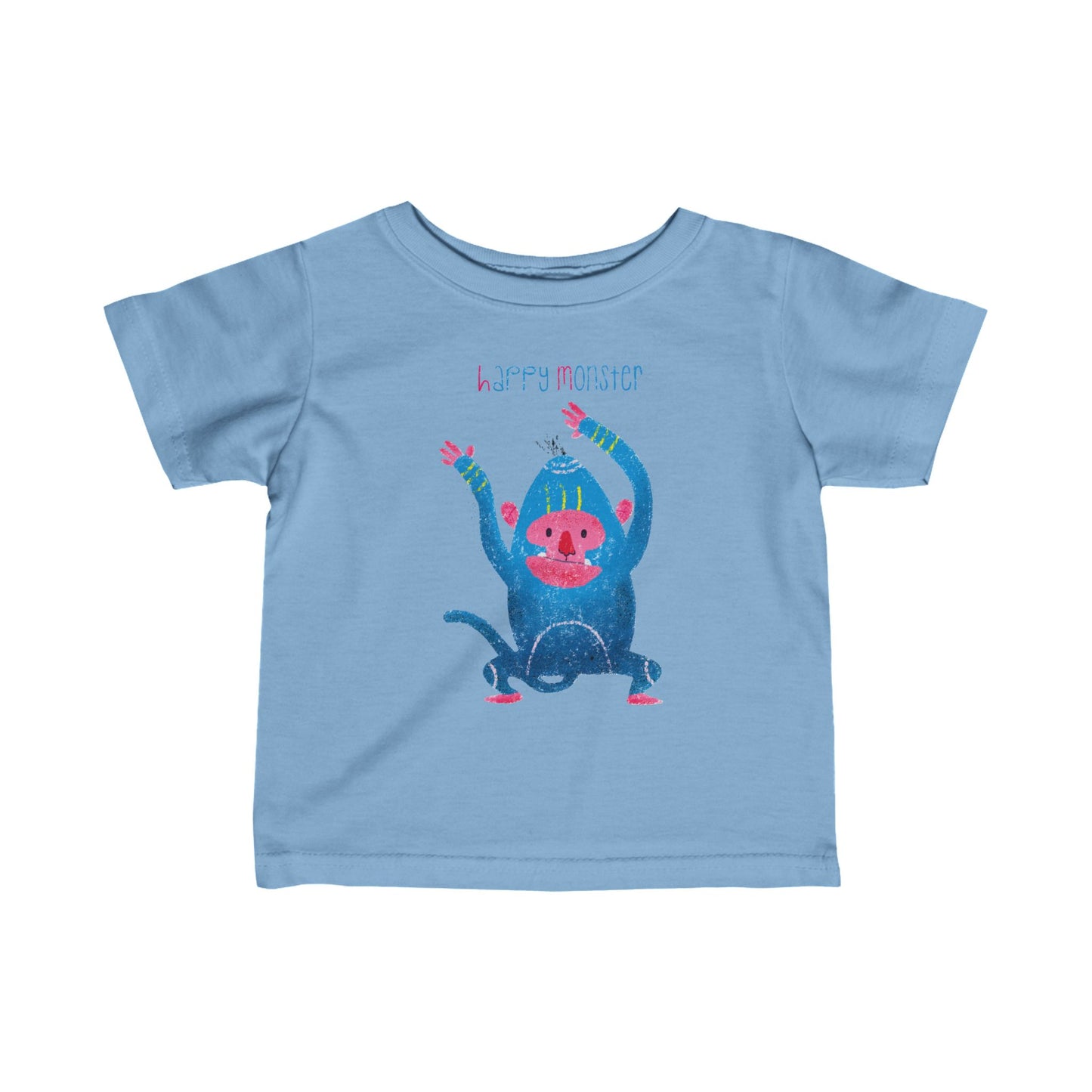 Adorable happy monster baby t-shirt for adventurous little ones who are tiny but mighty, Color: blue