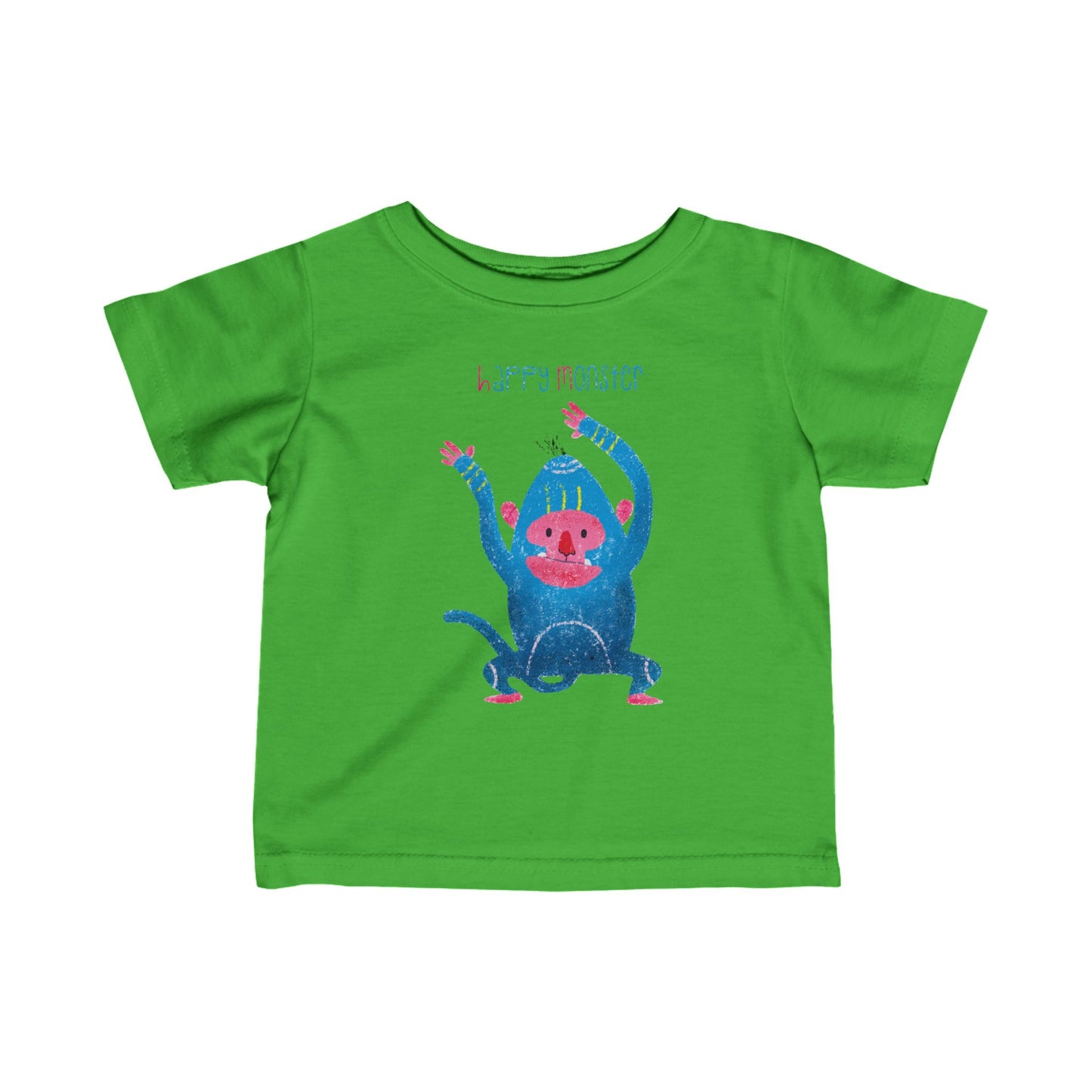 Playful baby clothes with a happy monster design, perfect for crawling, wiggling, and giggling, color: green