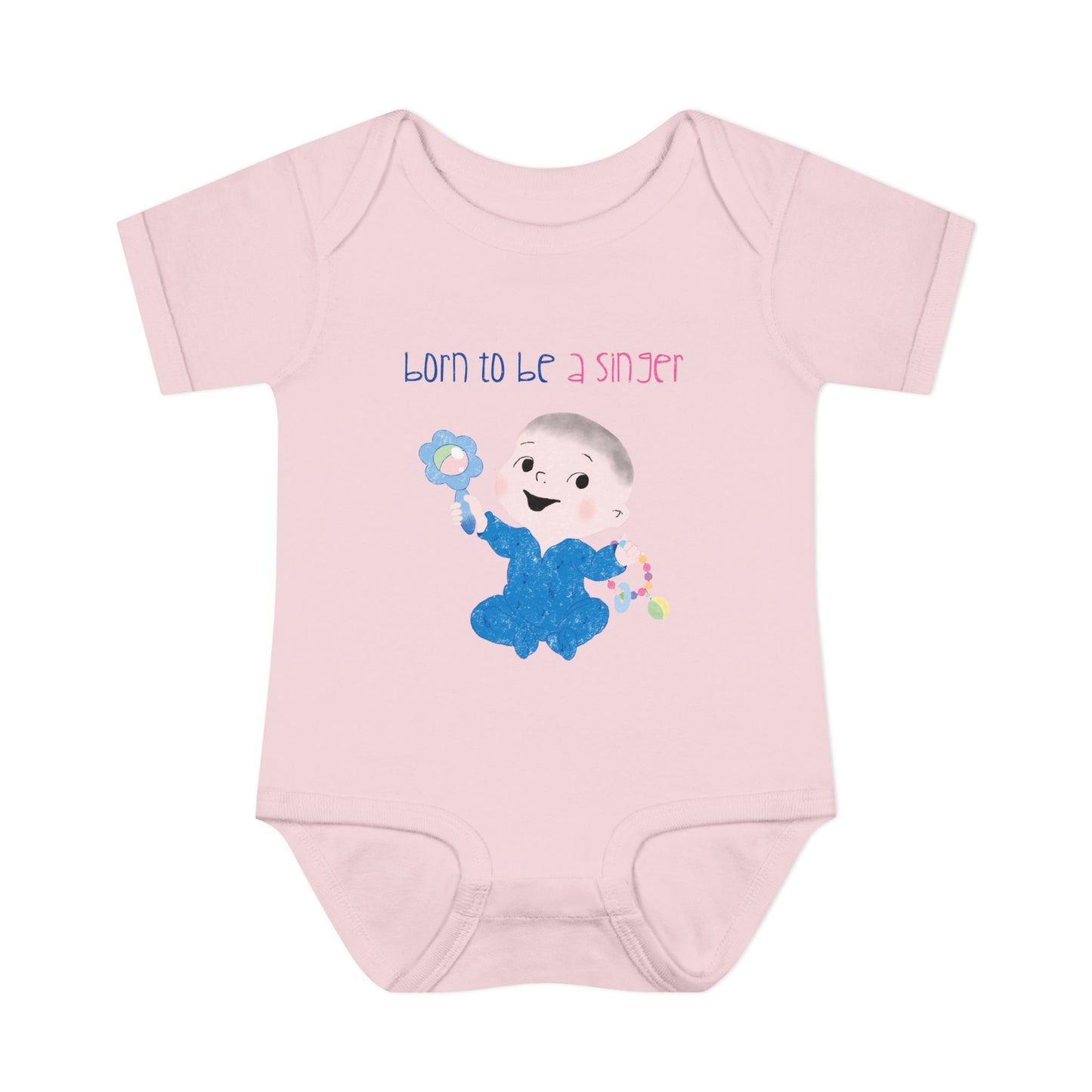 Adorable baby clothing – breathable, stretchable romper with a "Born to Be a Singer" design.