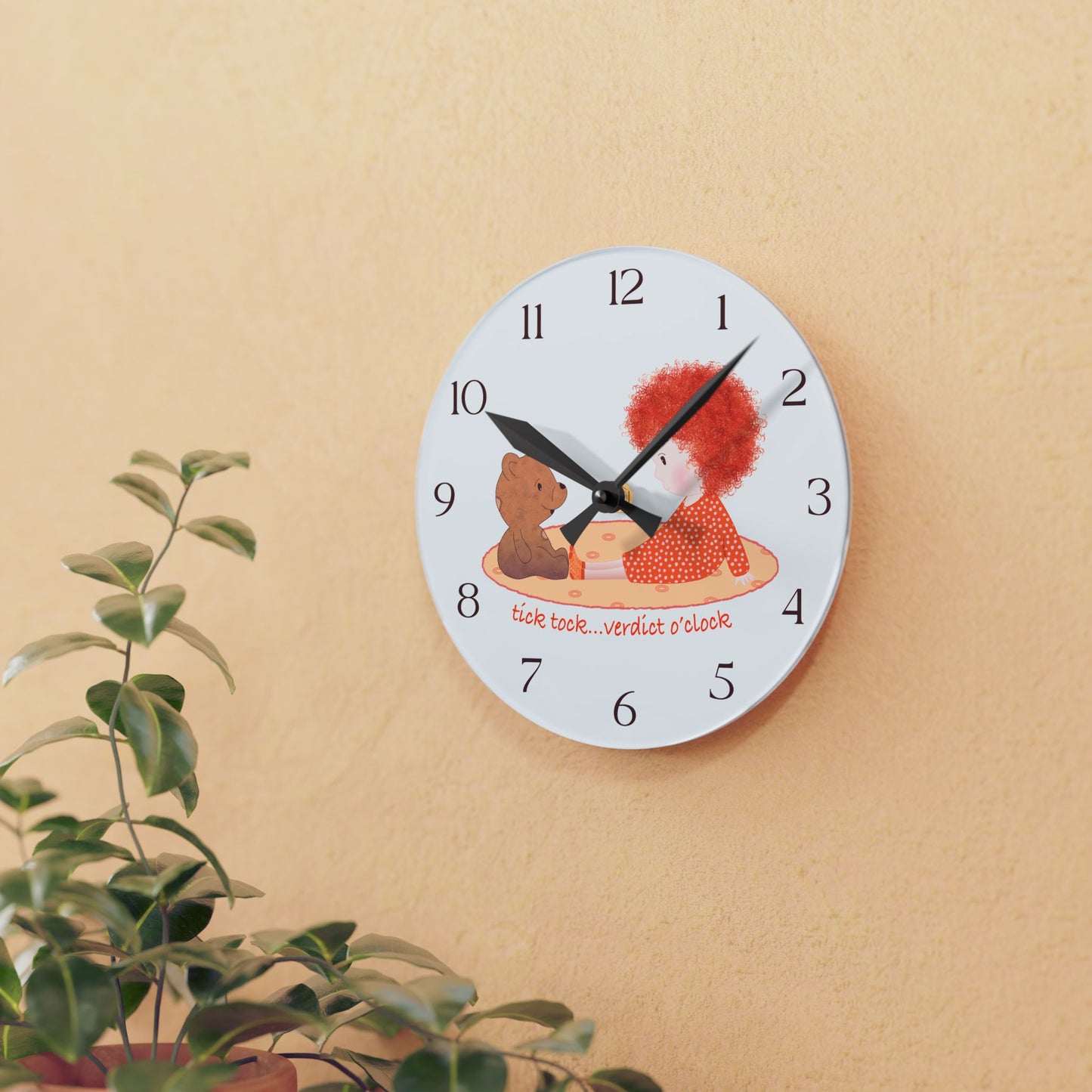 Funny Baby Acrylic Wall Clock – Mine Are Bigger (Redhead)