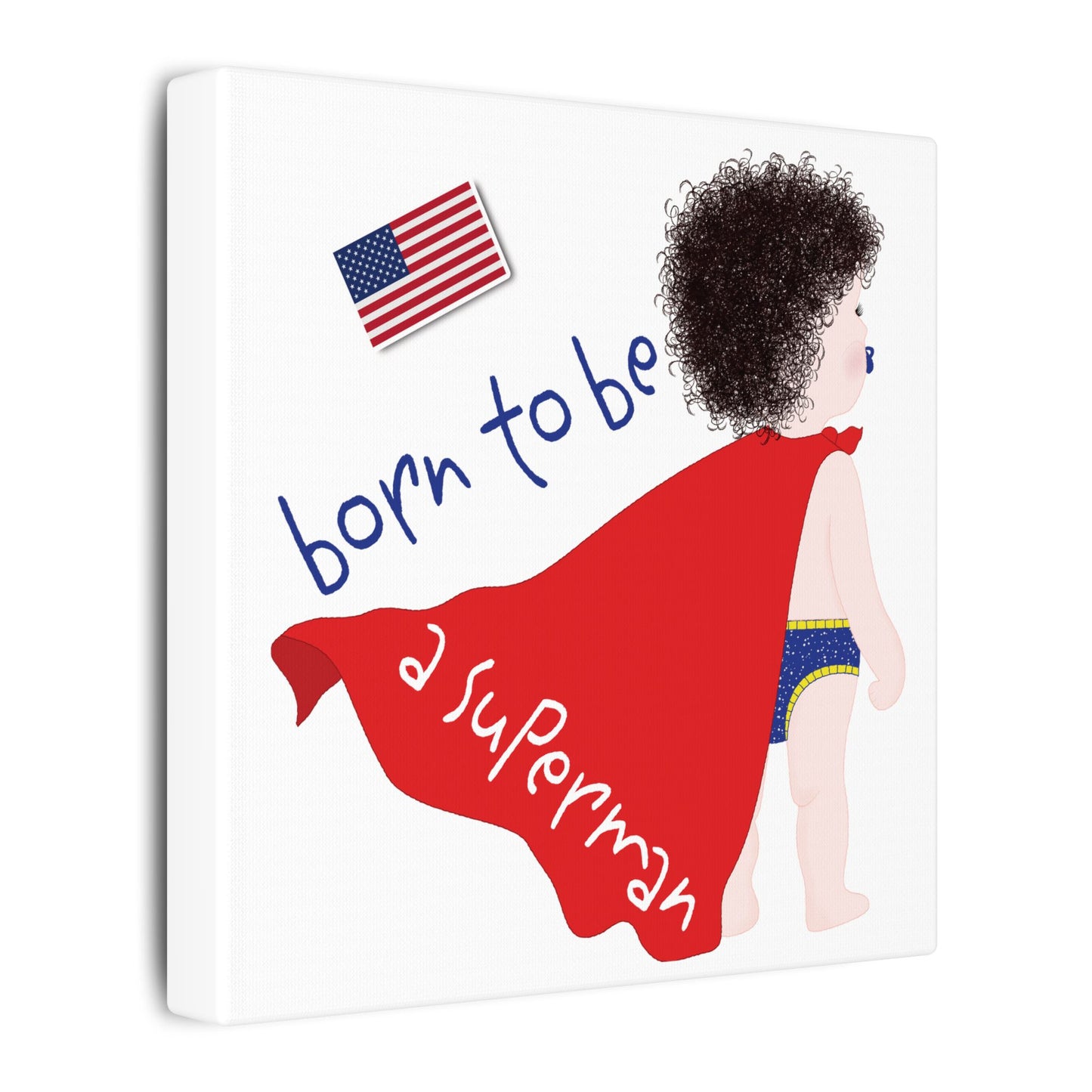 Funny Superhero Nursery Canvas – Born to Be a Superman Wall Art | Baby Room Decor & Gift for New Parents