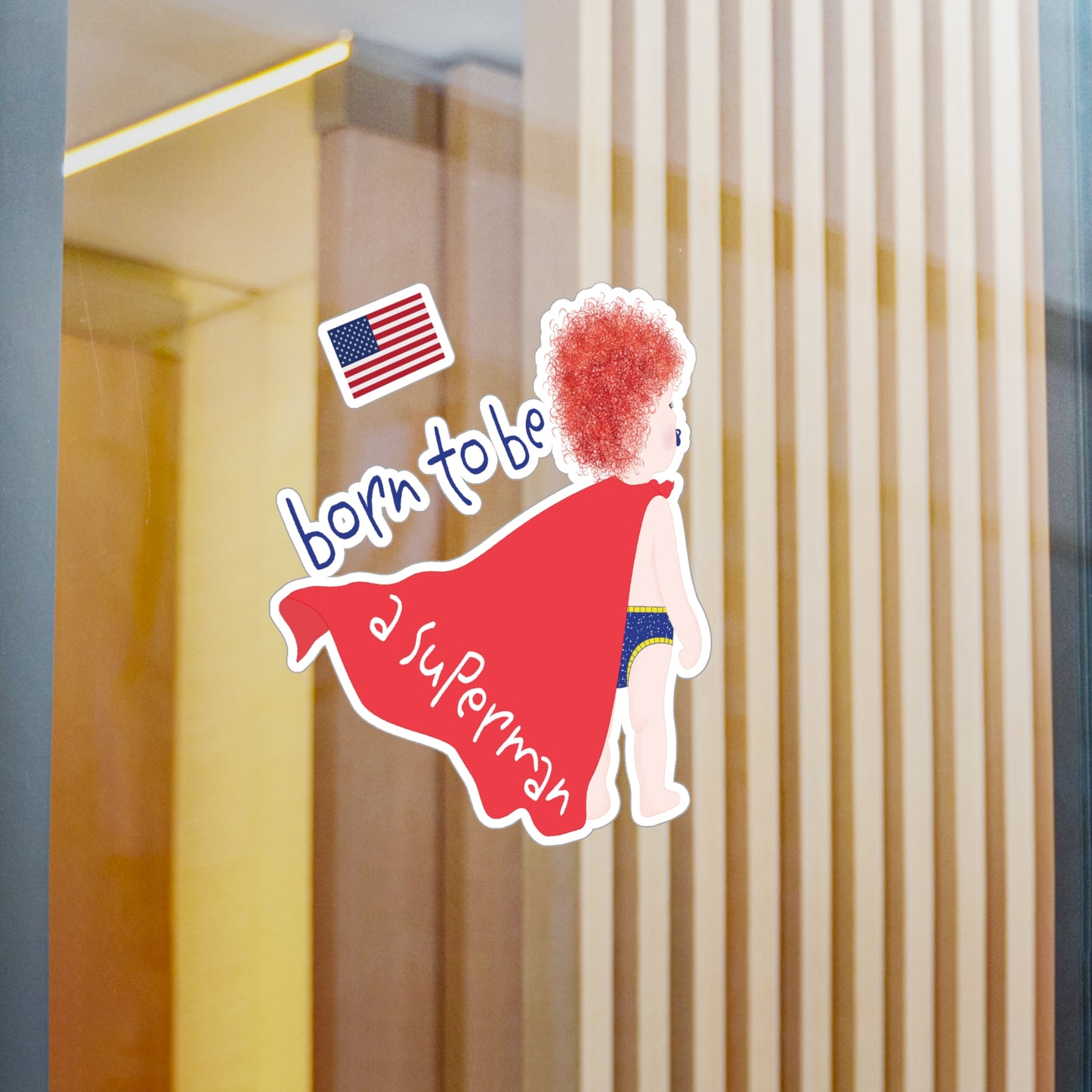 Funny Redhead Superman Wall Decal – Nursery Vinyl Decor | Baby Boy Room Gift USA