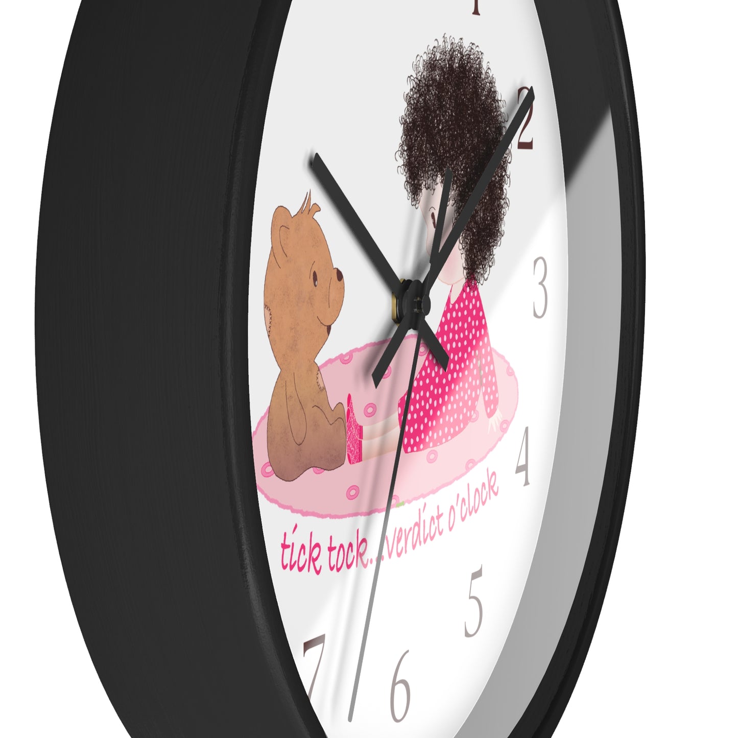 Funny Baby Wooden Wall Clock – Mine Are Bigger (Dark-Haired)