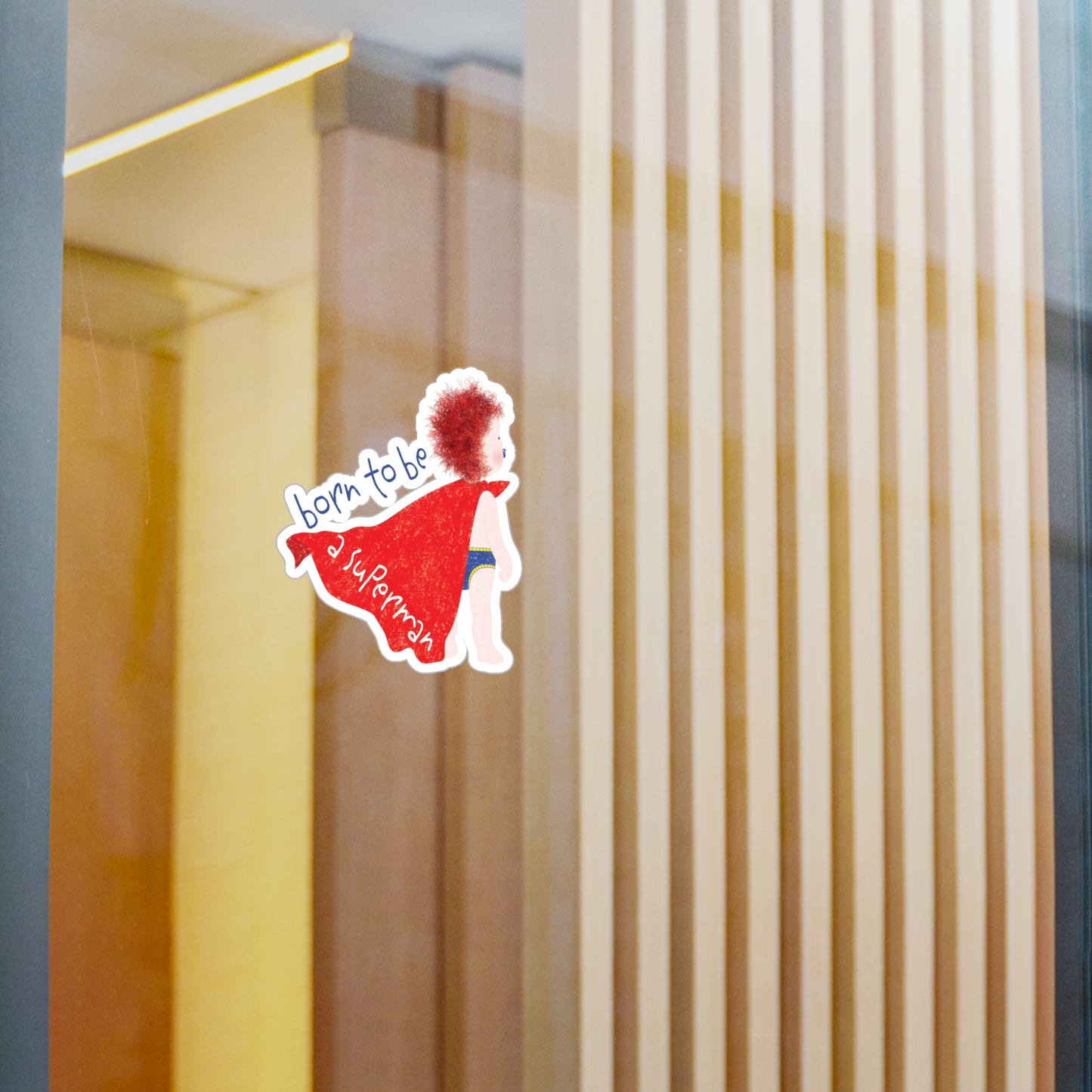 Funny Redhead Superhero Vinyl Wall Decal – Born to Be a Superman | Nursery Wall Sticker for Ginger Baby Rooms