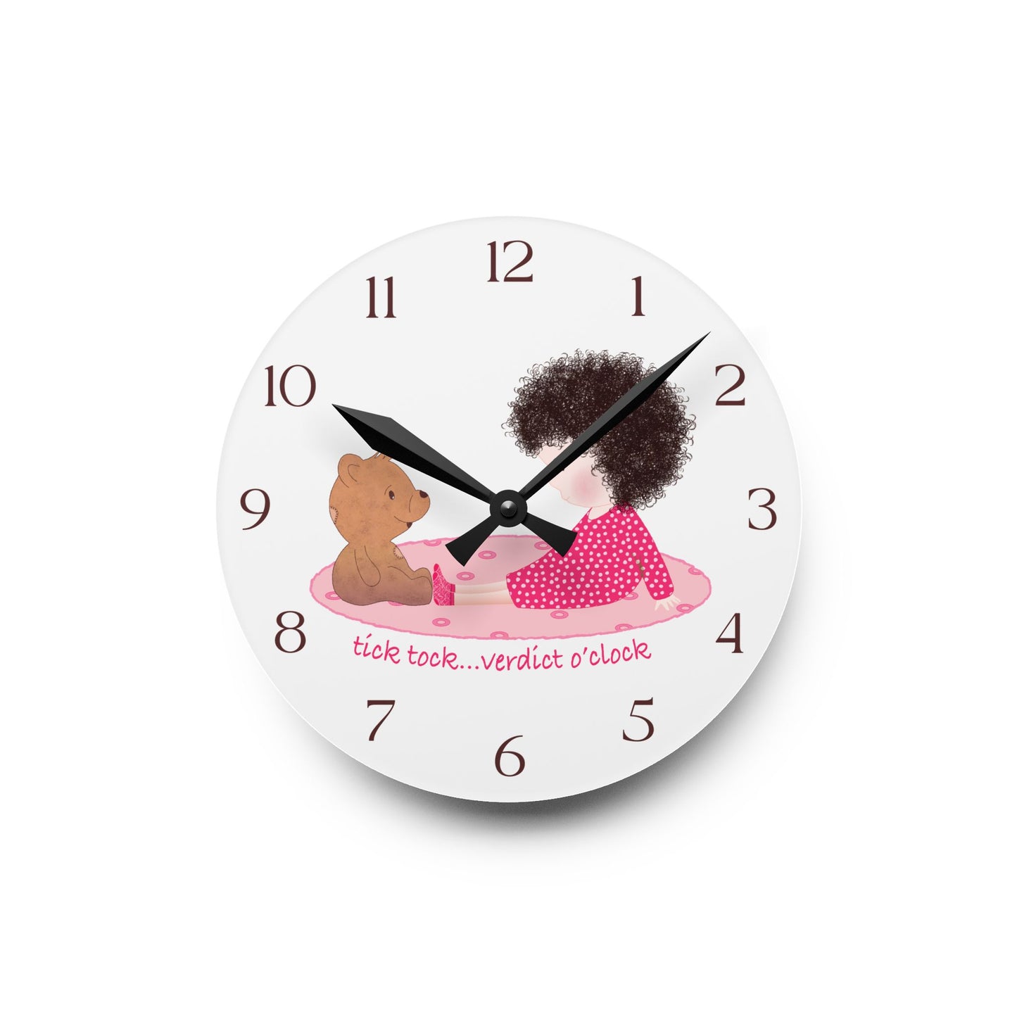 Funny Baby Acrylic Wall Clock – Mine Are Bigger (Dark-Haired)