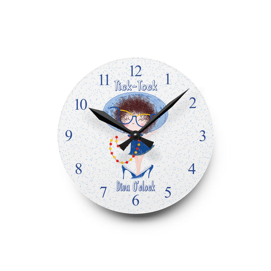 Cute Acrylic Wall Clock - Tick-Tock, Diva O'Clock! | Birthday Gift for Girls USA