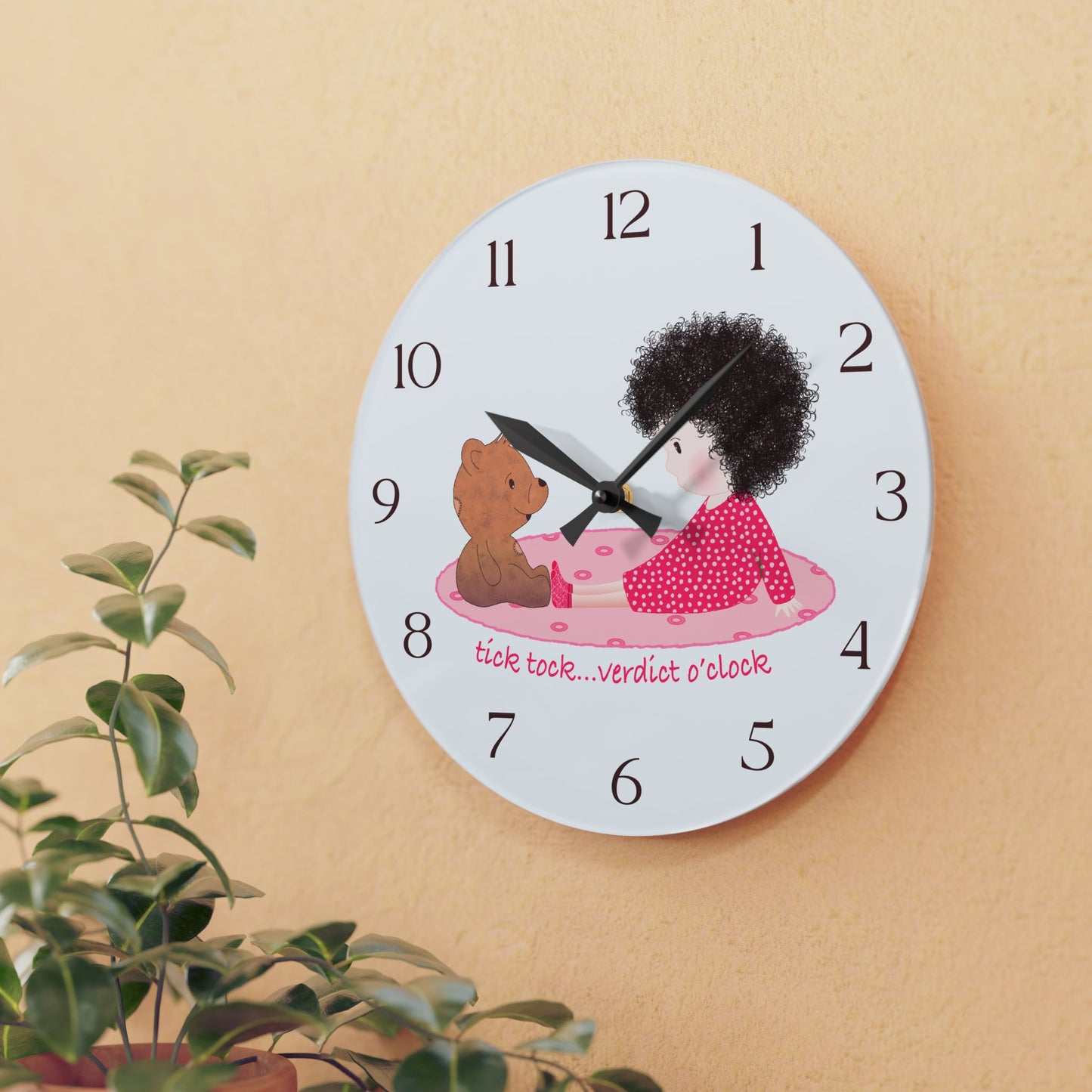 Funny Baby Acrylic Wall Clock – Mine Are Bigger (Dark-Haired)