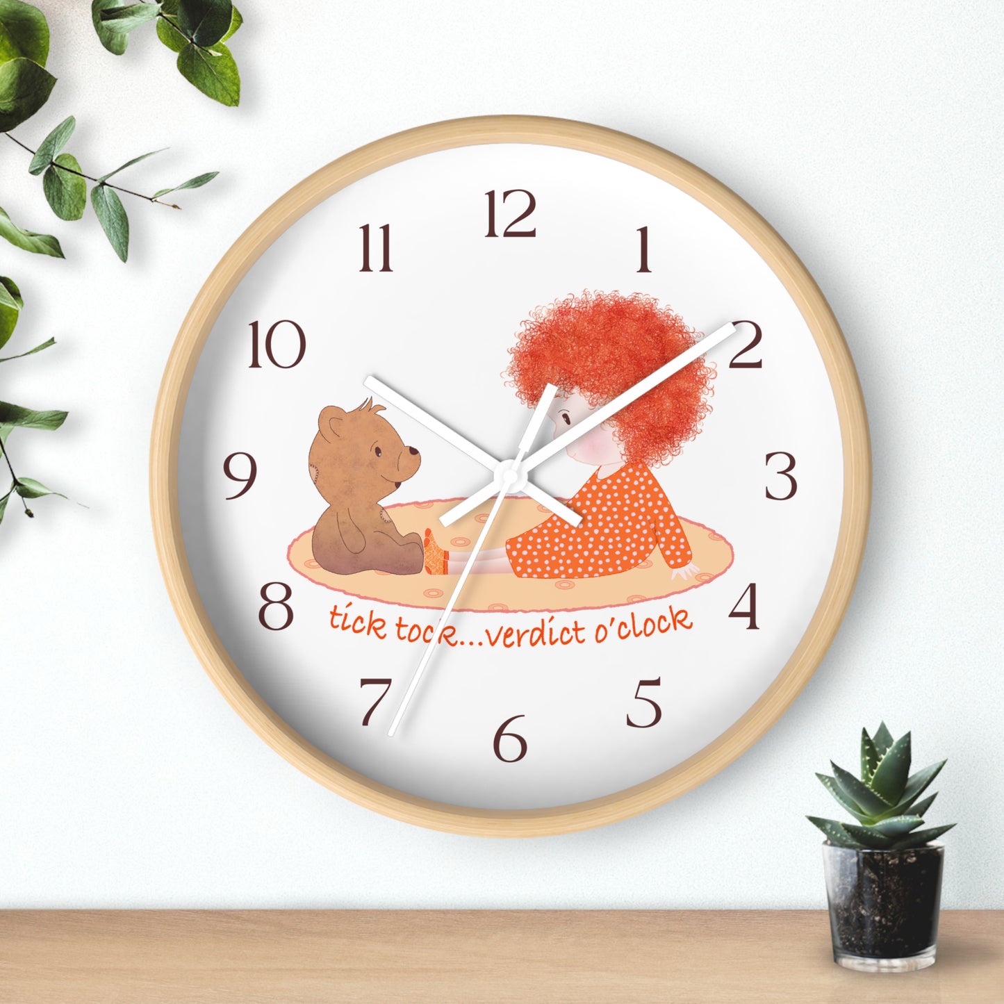 Funny Baby Wooden Wall Clock – Mine Are Bigger (Redhead)