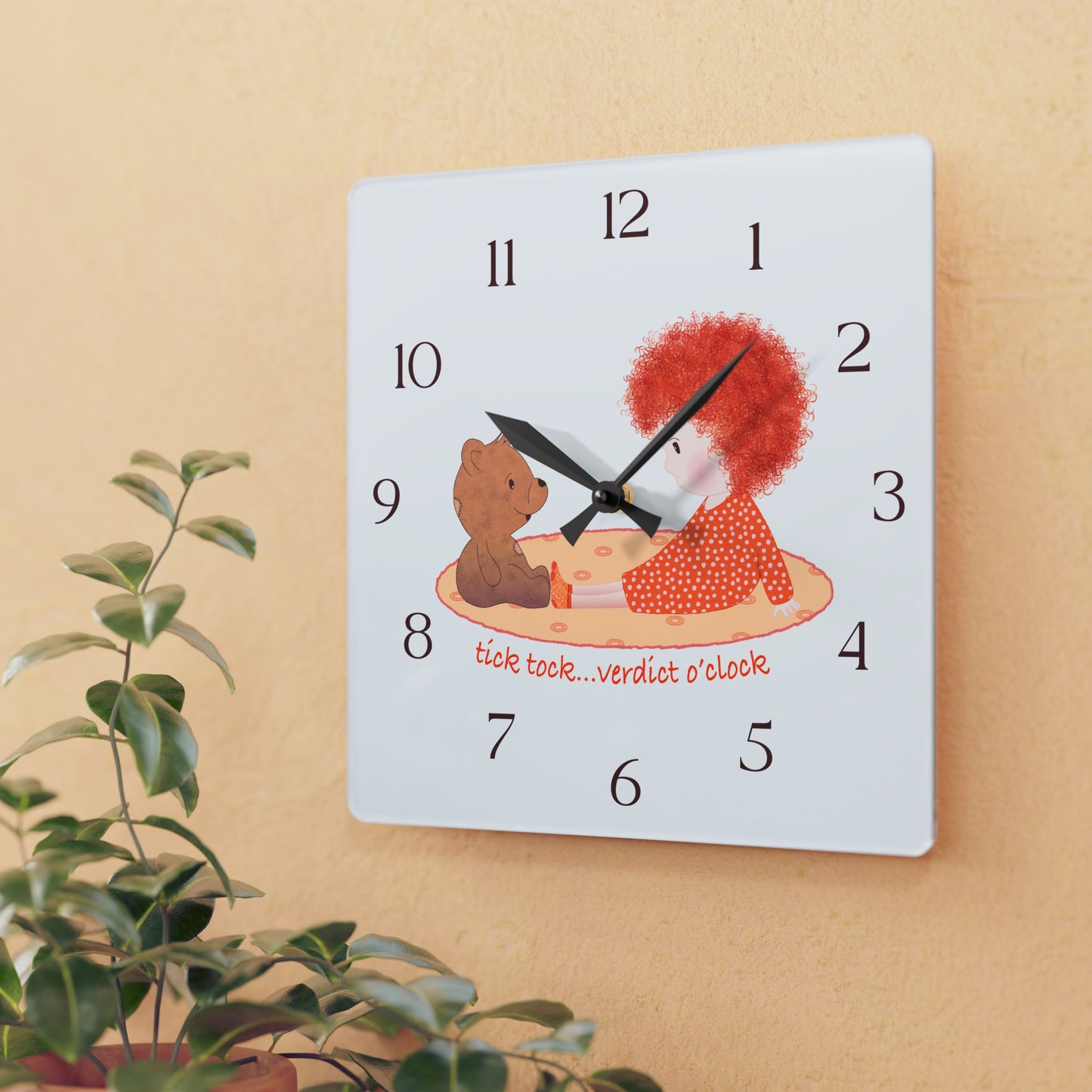 Funny Baby Acrylic Wall Clock – Mine Are Bigger (Redhead)