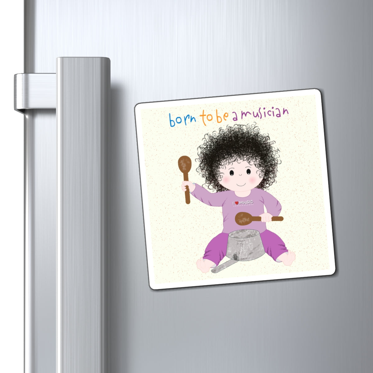 Funny Musician Baby Fridge Magnet (Dark-Haired) | Kitchen Decor USA