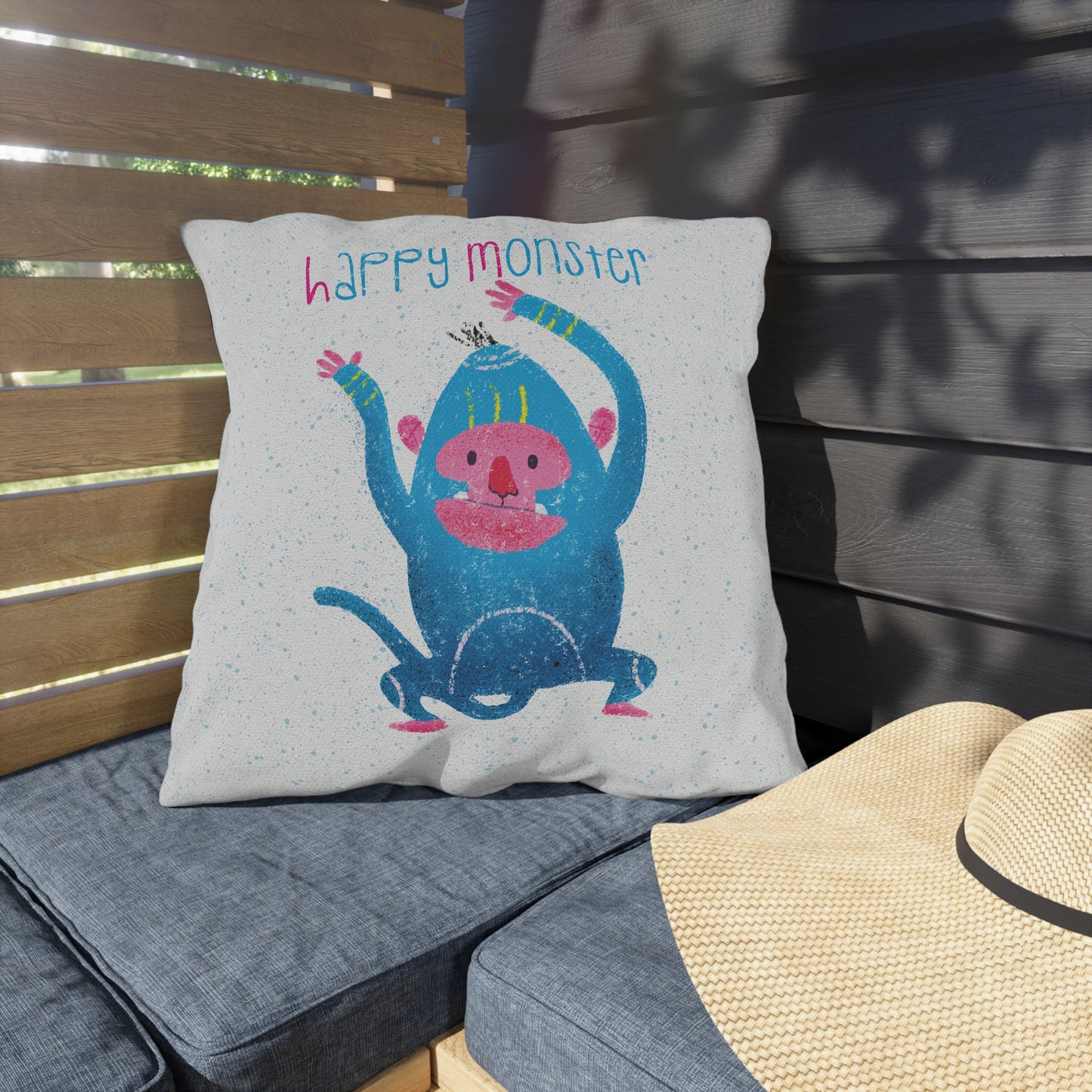 Double-Sided Outdoor Pillow - Happy Monsters, Happier Days!