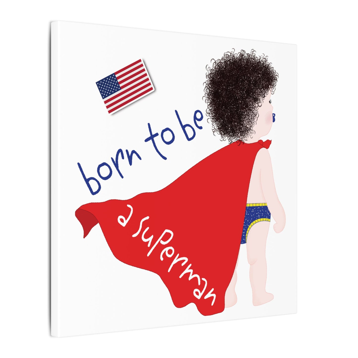 Funny Superhero Nursery Canvas – Born to Be a Superman Wall Art | Baby Room Decor & Gift for New Parents