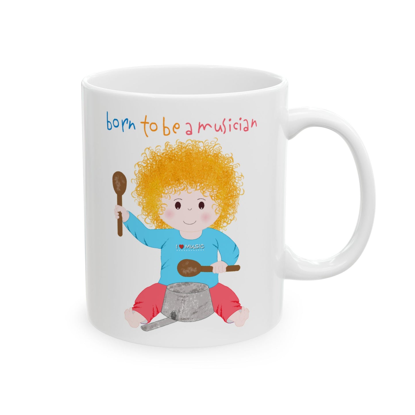 Funny Baby Coffee Mug – Musician Baby (Blonde), 11oz & 15oz