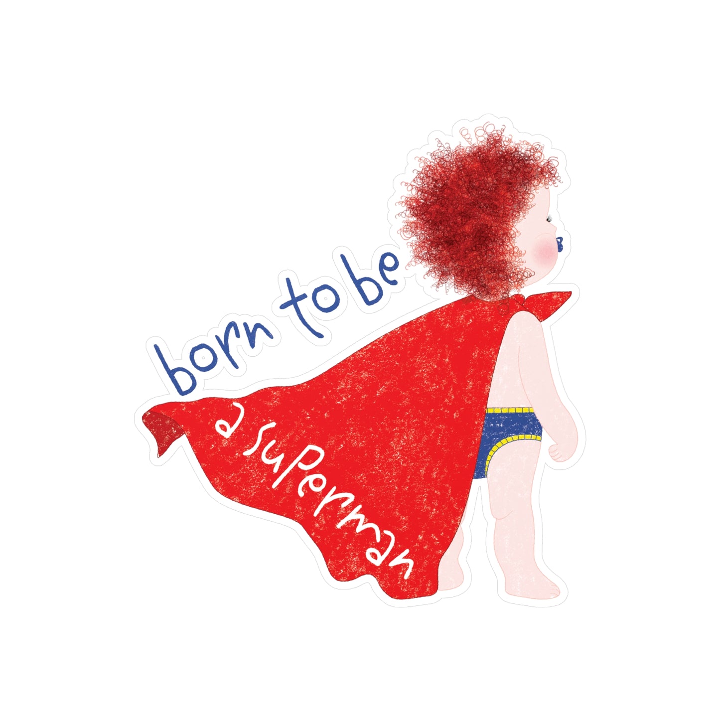 Funny Redhead Superhero Vinyl Wall Decal – Born to Be a Superman | Nursery Wall Sticker for Ginger Baby Rooms