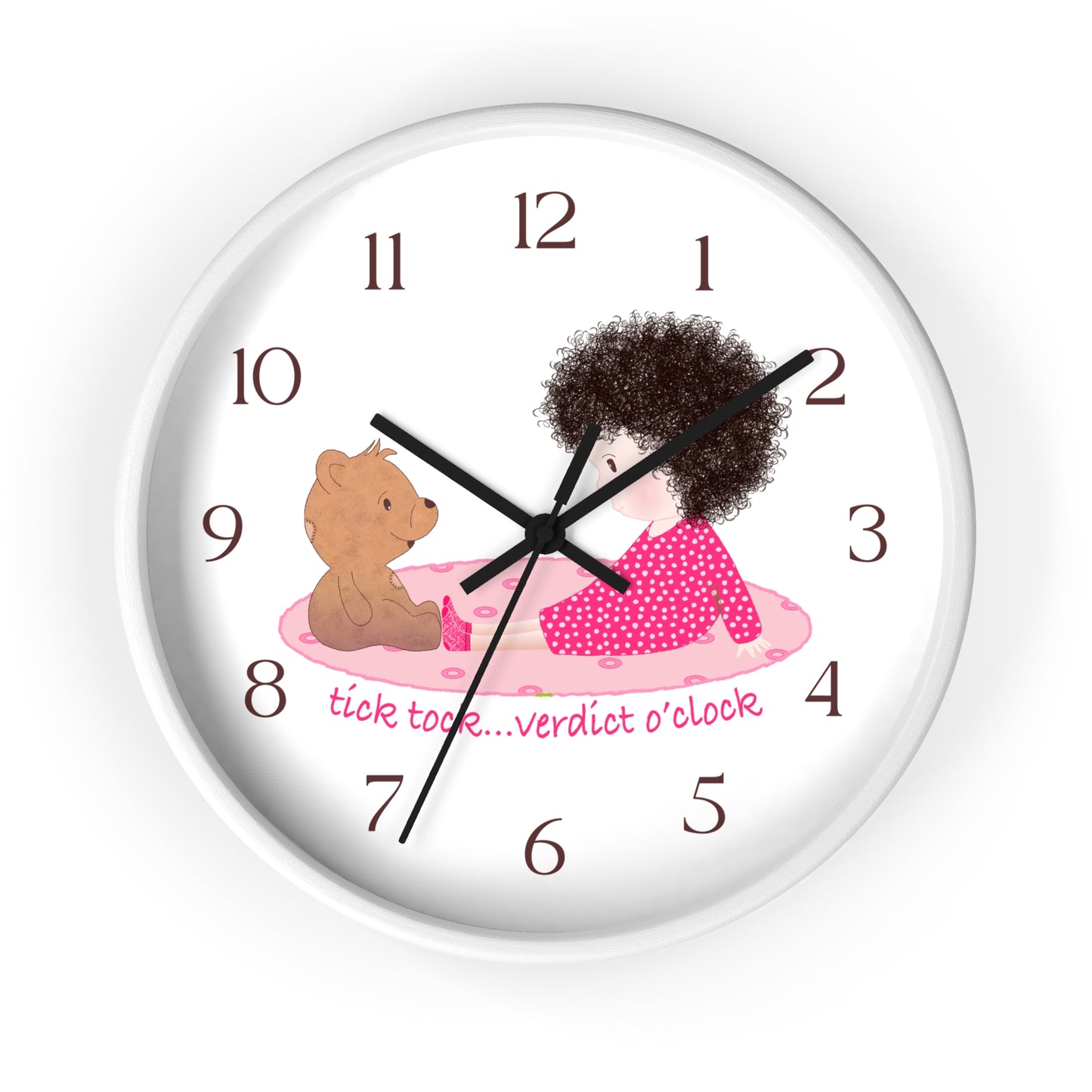 Funny Baby Wooden Wall Clock – Mine Are Bigger (Dark-Haired)