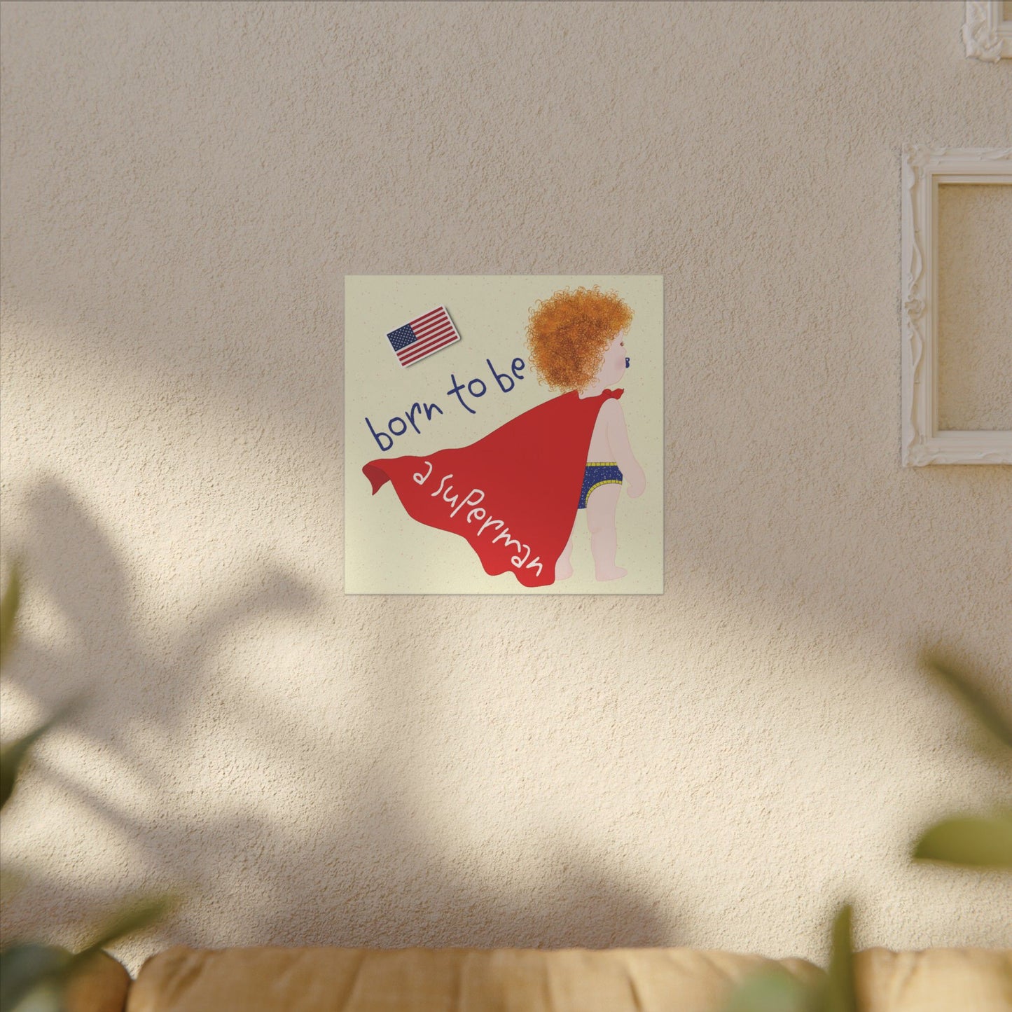 Blonde Superman Baby Canvas | Funny Baby Room Decor USA