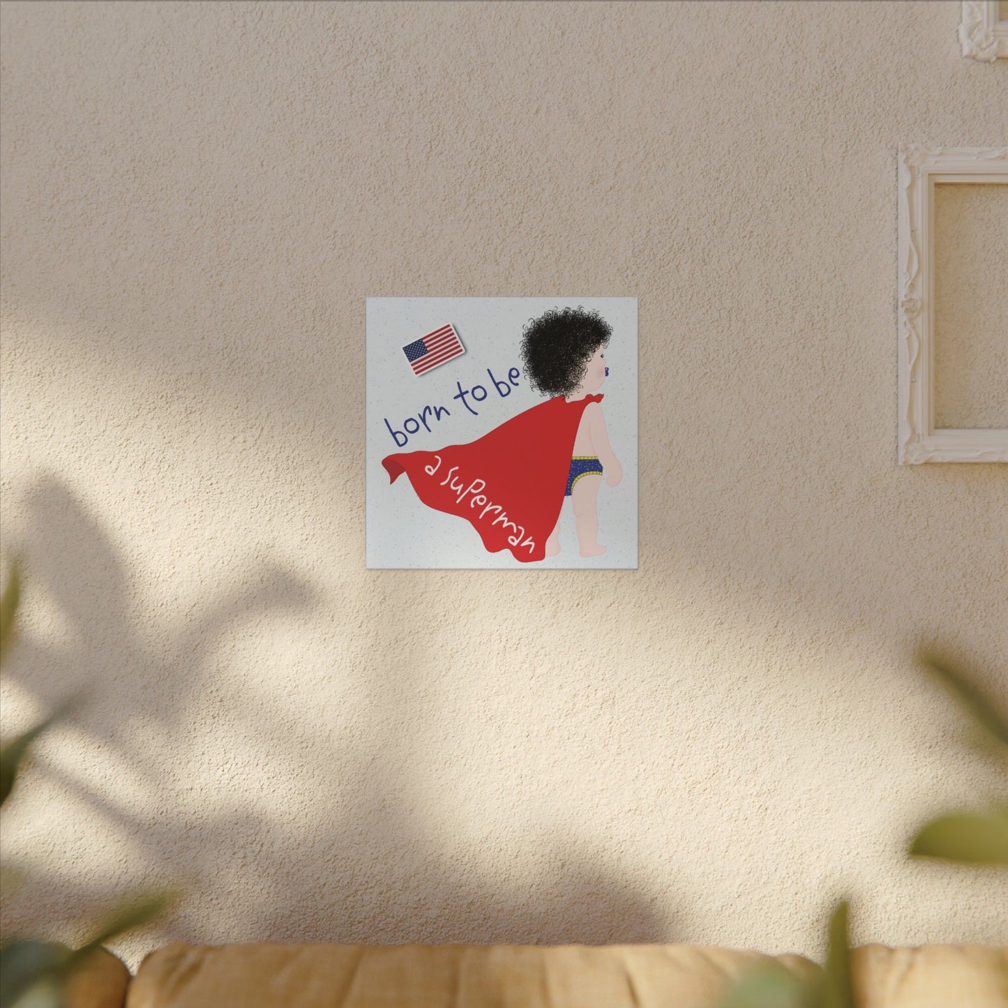 Dark-Haired Superman Baby Canvas | Funny Baby Room Decor USA