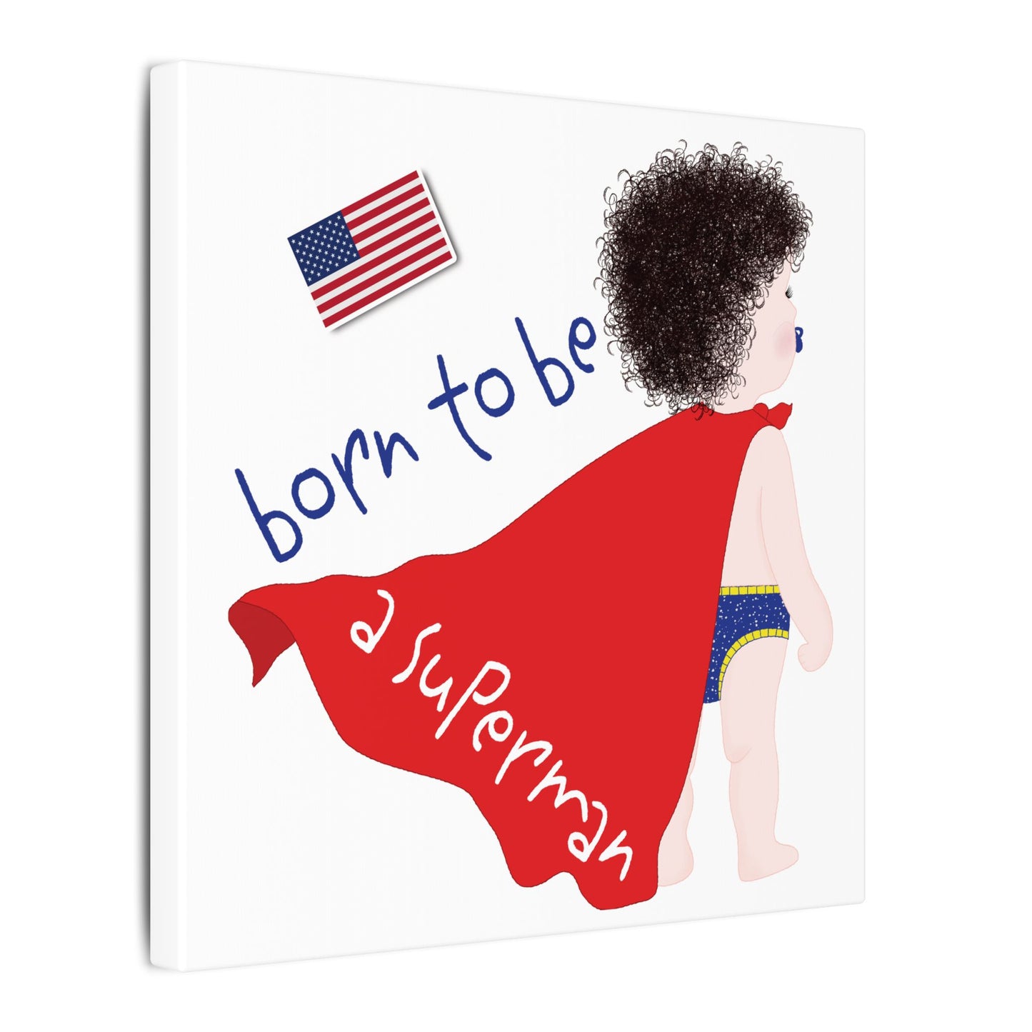 Funny Superhero Nursery Canvas – Born to Be a Superman Wall Art | Baby Room Decor & Gift for New Parents