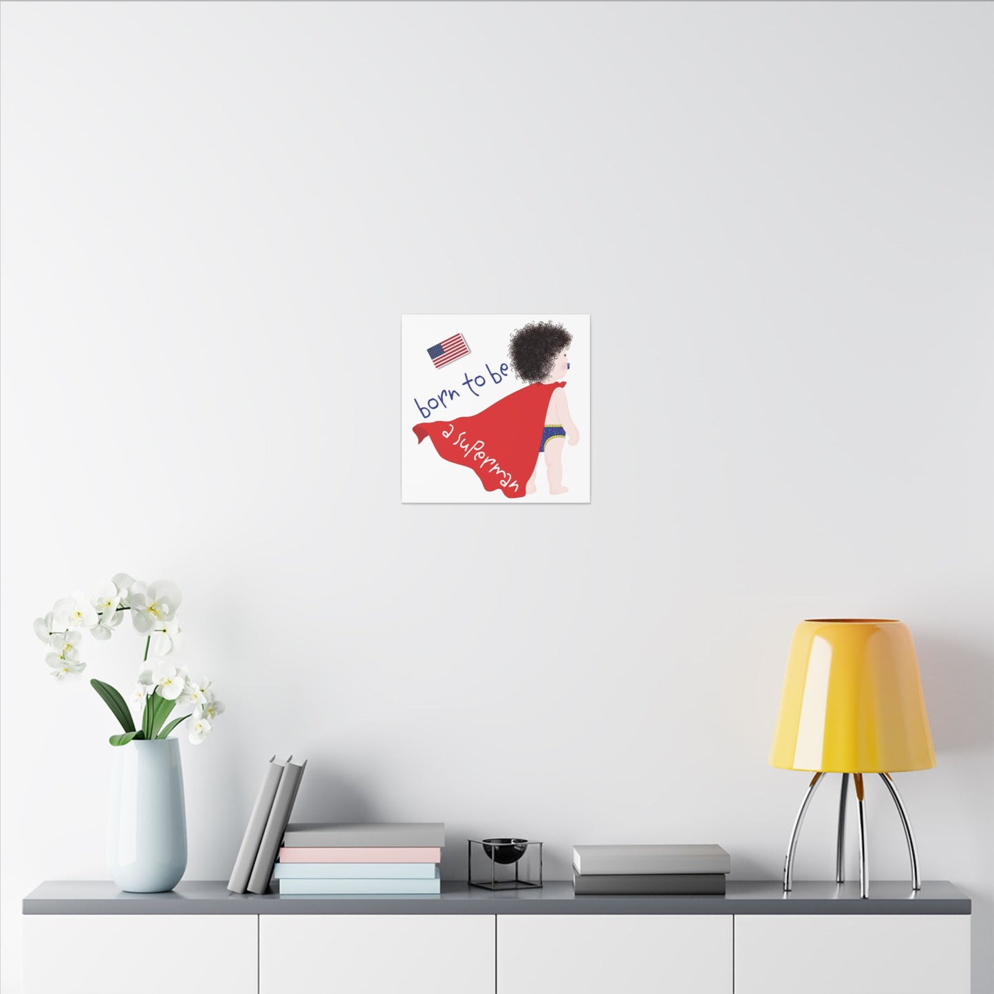 Funny Superhero Nursery Canvas – Born to Be a Superman Wall Art | Baby Room Decor & Gift for New Parents