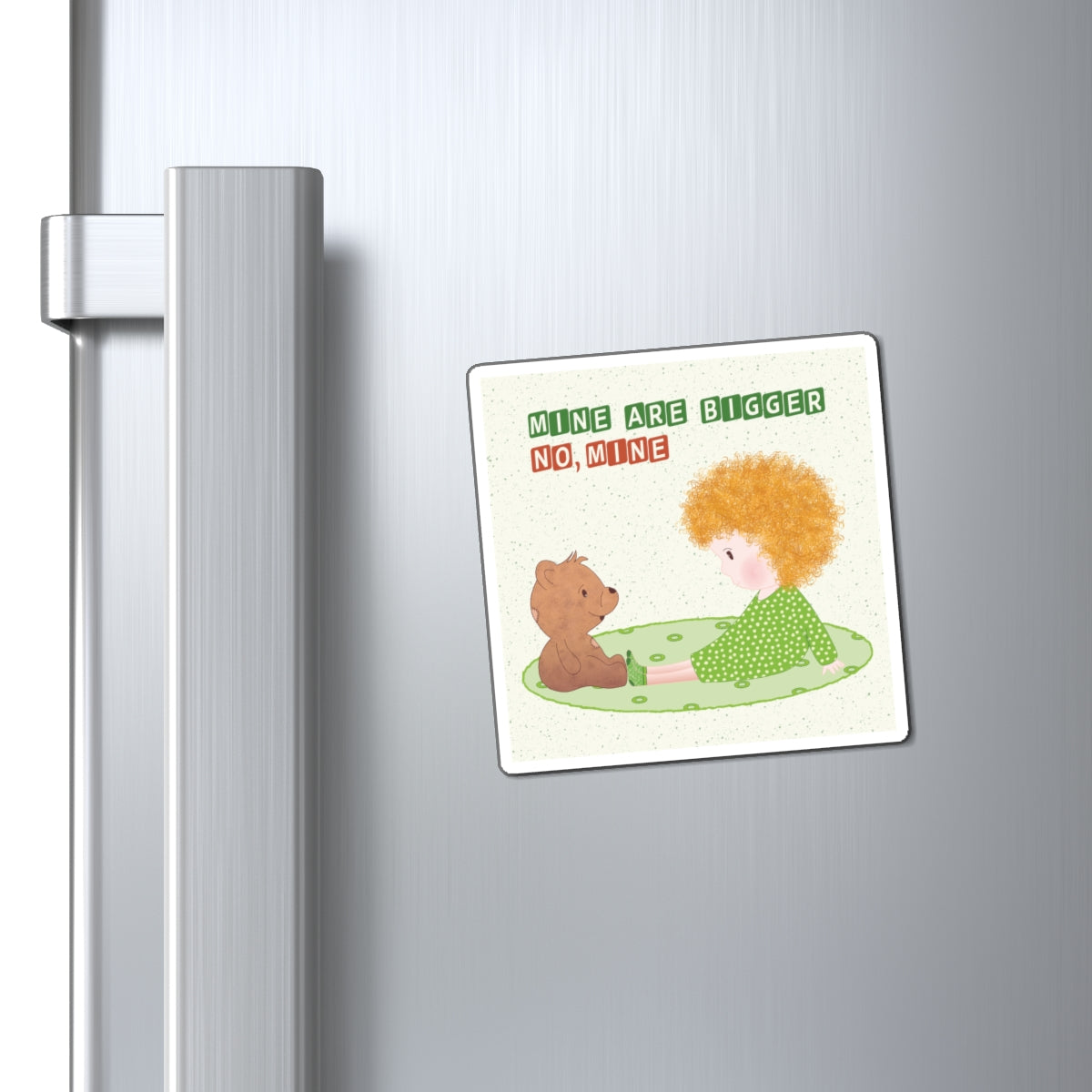 Funny Baby Fridge Magnet – Mine Are Bigger (Blonde) | Kitchen Decor USA