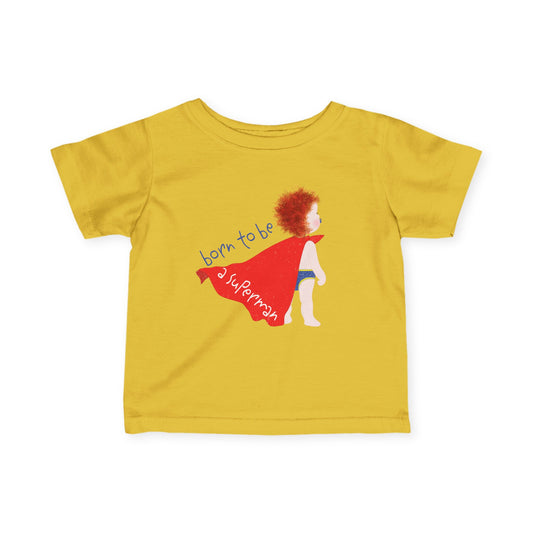 Funny Superhero Baby Shirt – Yellow Toddler T-Shirt with Cape Design, Infant Birthday Outfit & Baby Shower Gift for Boys