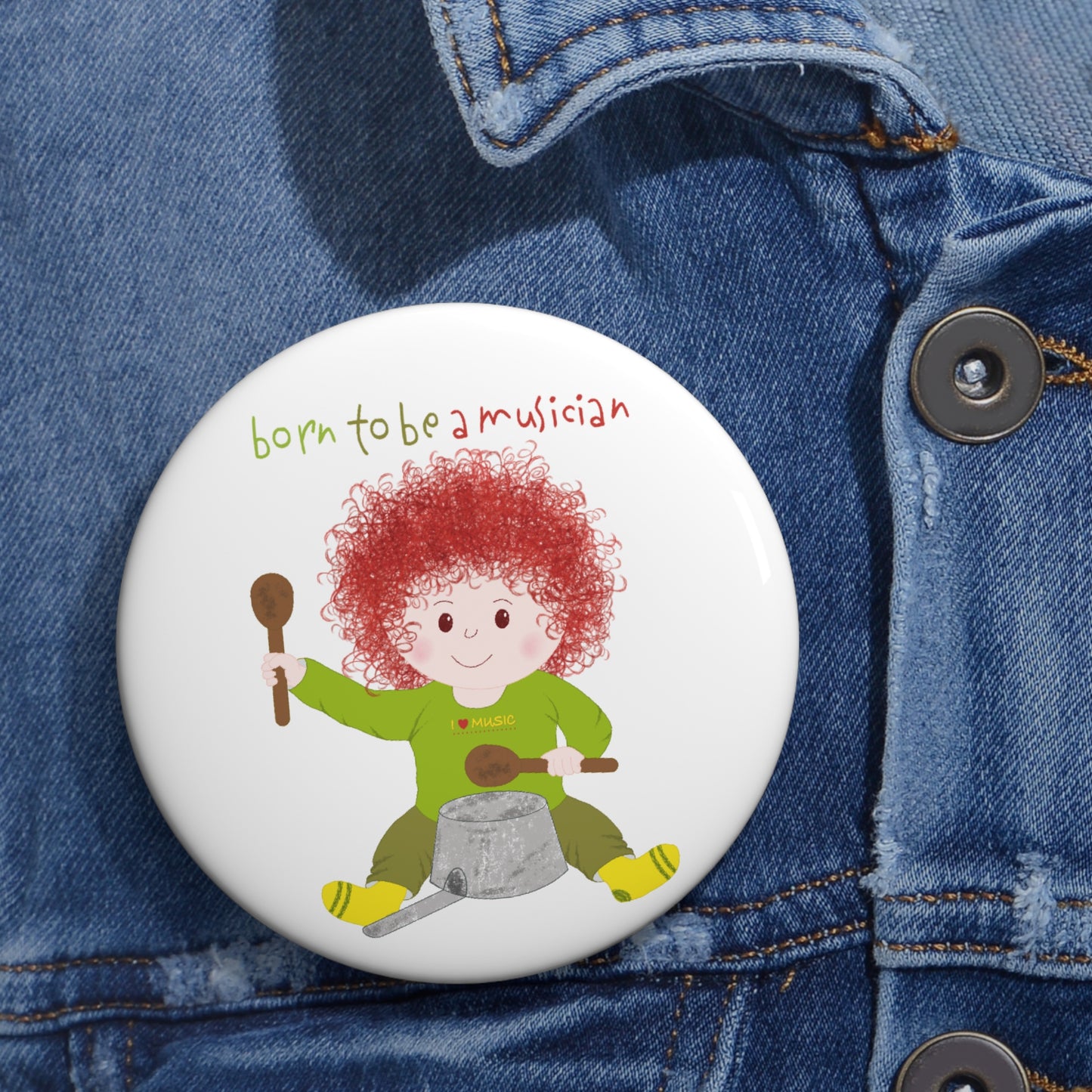 Humorous Pin Button - Musical Genius in Diapers!