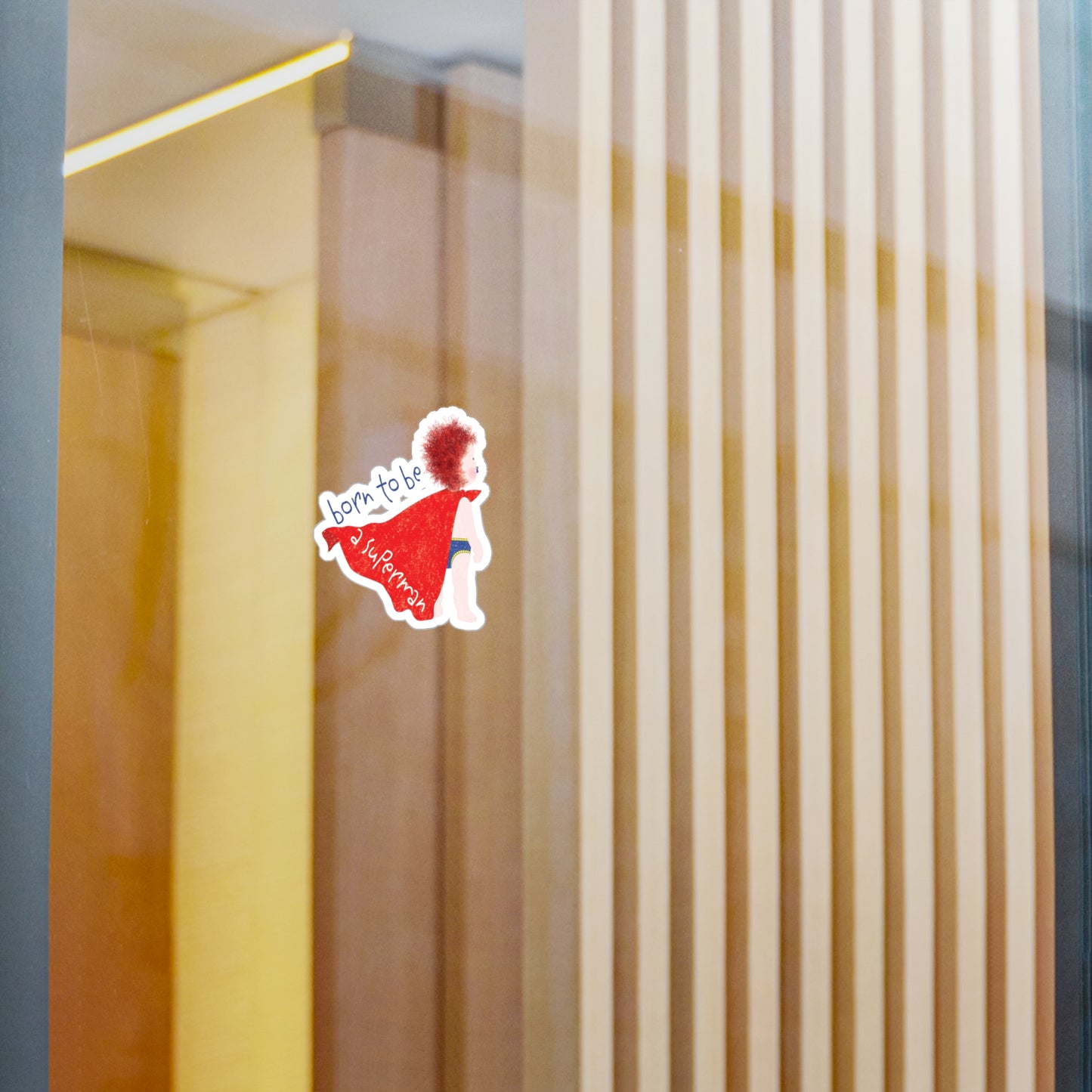Funny Redhead Superhero Vinyl Wall Decal – Born to Be a Superman | Nursery Wall Sticker for Ginger Baby Rooms