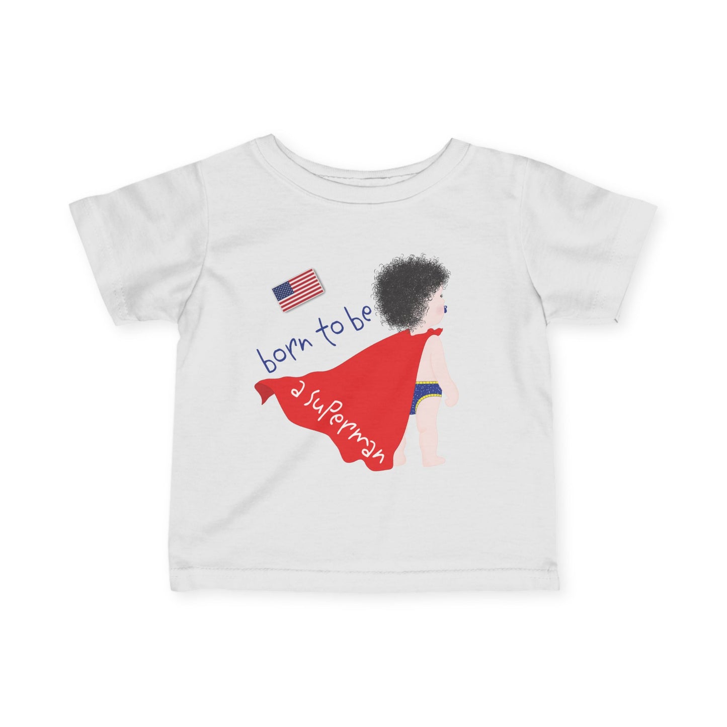 Funny Superman Baby Tee (Dark-Haired)
