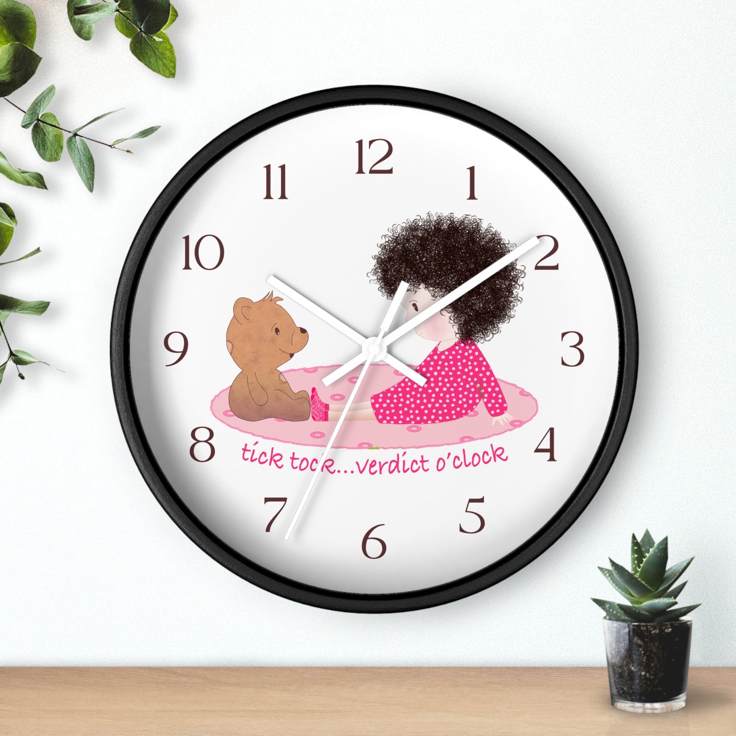 Funny Baby Wooden Wall Clock – Mine Are Bigger (Dark-Haired)