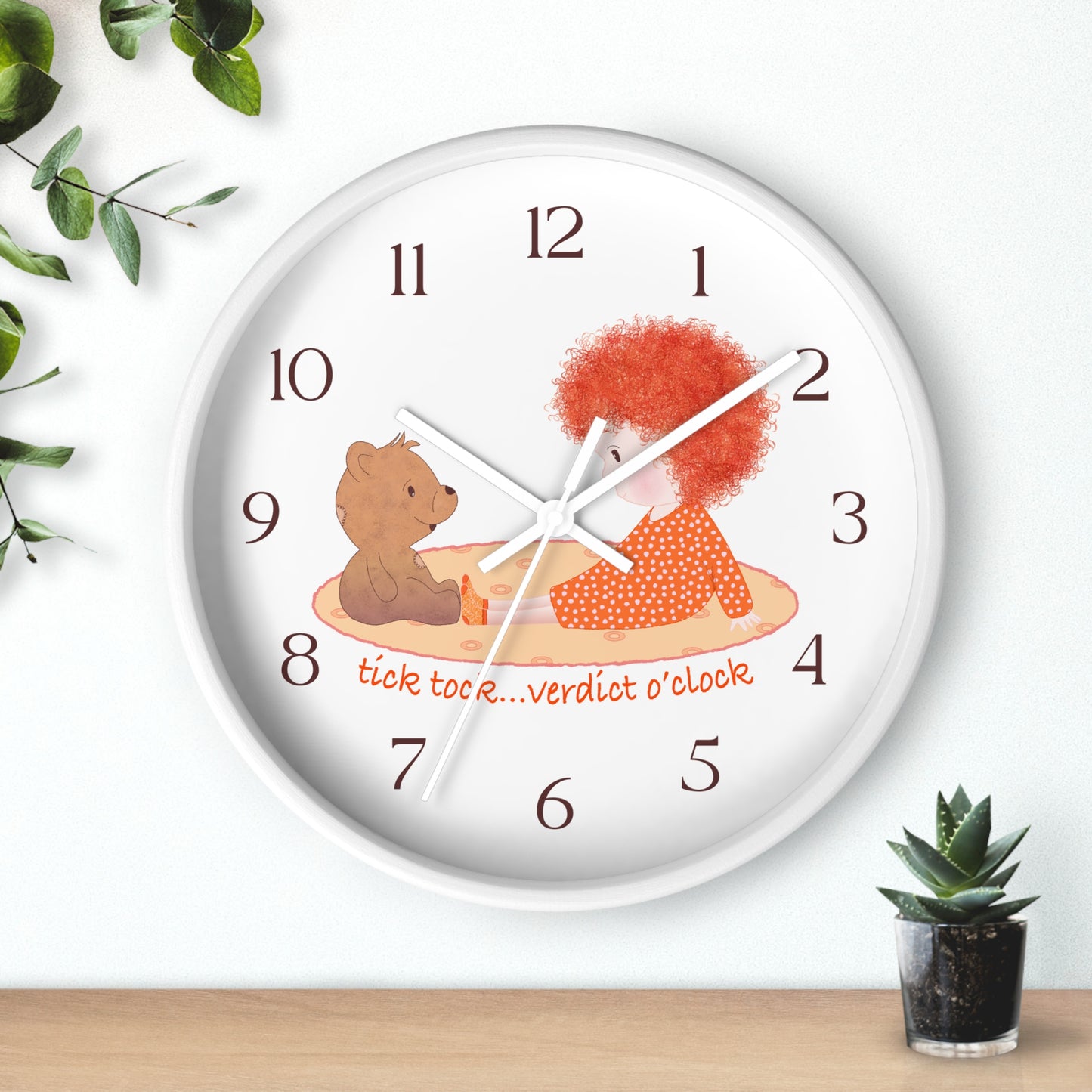 Funny Baby Wooden Wall Clock – Mine Are Bigger (Redhead)