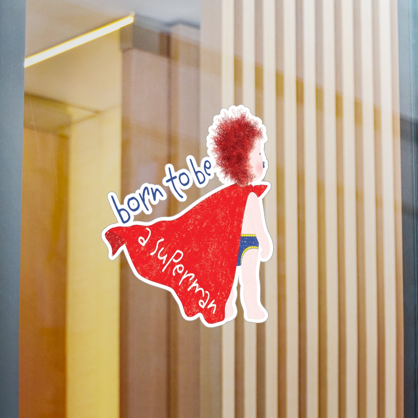 Funny Redhead Superhero Vinyl Wall Decal – Born to Be a Superman | Nursery Wall Sticker for Ginger Baby Rooms