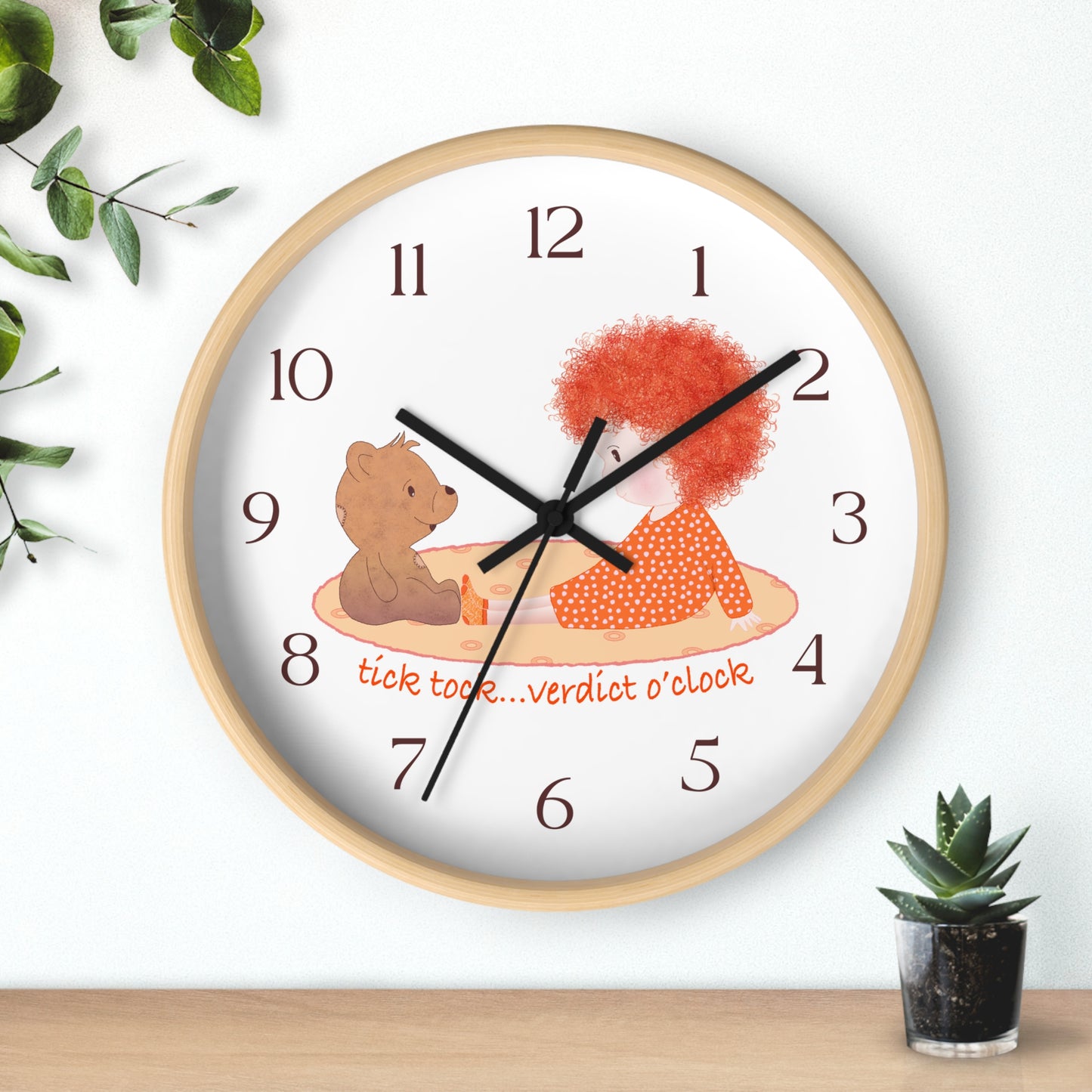 Funny Baby Wooden Wall Clock – Mine Are Bigger (Redhead)
