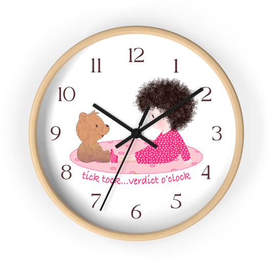 Funny Baby Wooden Wall Clock – Mine Are Bigger (Dark-Haired)